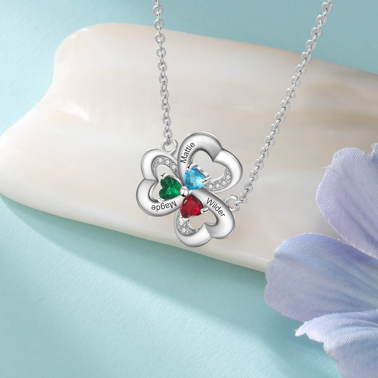 Personalized Infinity Heart Necklace for Women - Custom Name & Birthstone Mama Pendant in Silver Plated - Romantic Love Jewelry Gift for Mother's Day, Birthday, Anniversary - Perfect for Mom, Wife, Sister - Great for Everyday Wear, Date Nights & Special Occasions