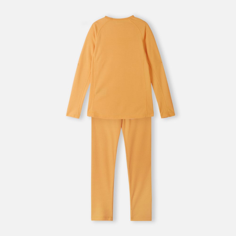 Reima Lani Thermal Base Layer Set for Kids - Amber Yellow Winter Underwear | Warm Fleece-Lined Thermal Top & Bottom for Cold Weather, Snow Play & Outdoor Activities
