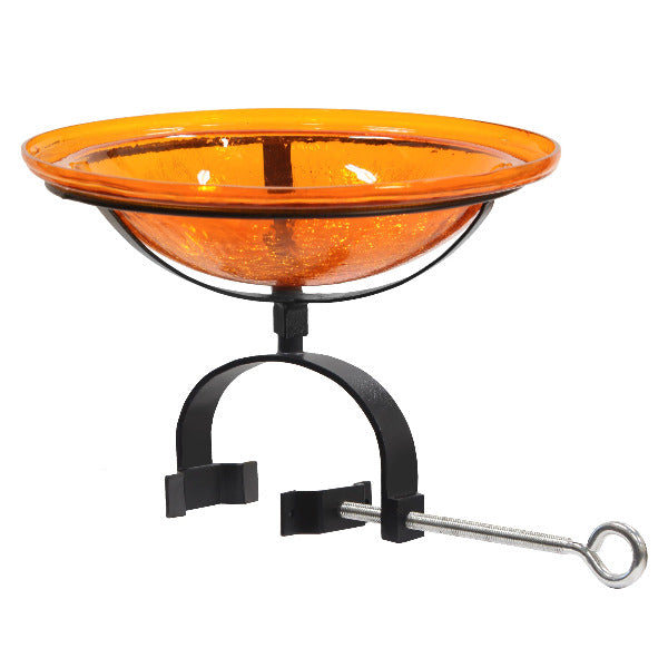 Handmade Mandarin Crackle Glass Birdbath Bowl - Outdoor Garden Decoration for Birds & Wildlife - Perfect for Patio, Yard & Backyard Bird Watching