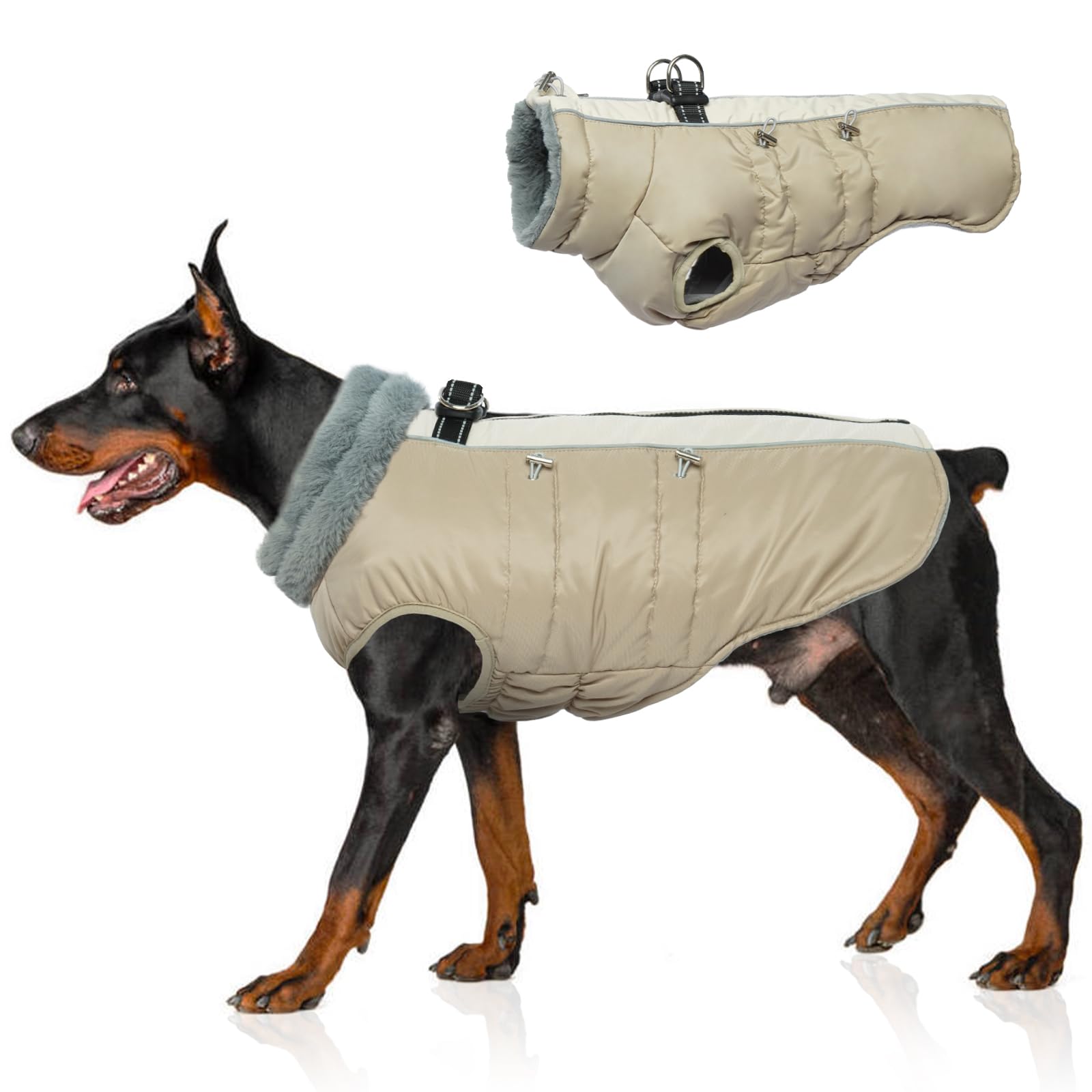 IDOMIK Warm Dog Coat with Built-in Harness - Waterproof Windproof Winter Snowsuit for Small Medium Large Dogs - Perfect for Cold Weather Walks & Outdoor Adventures