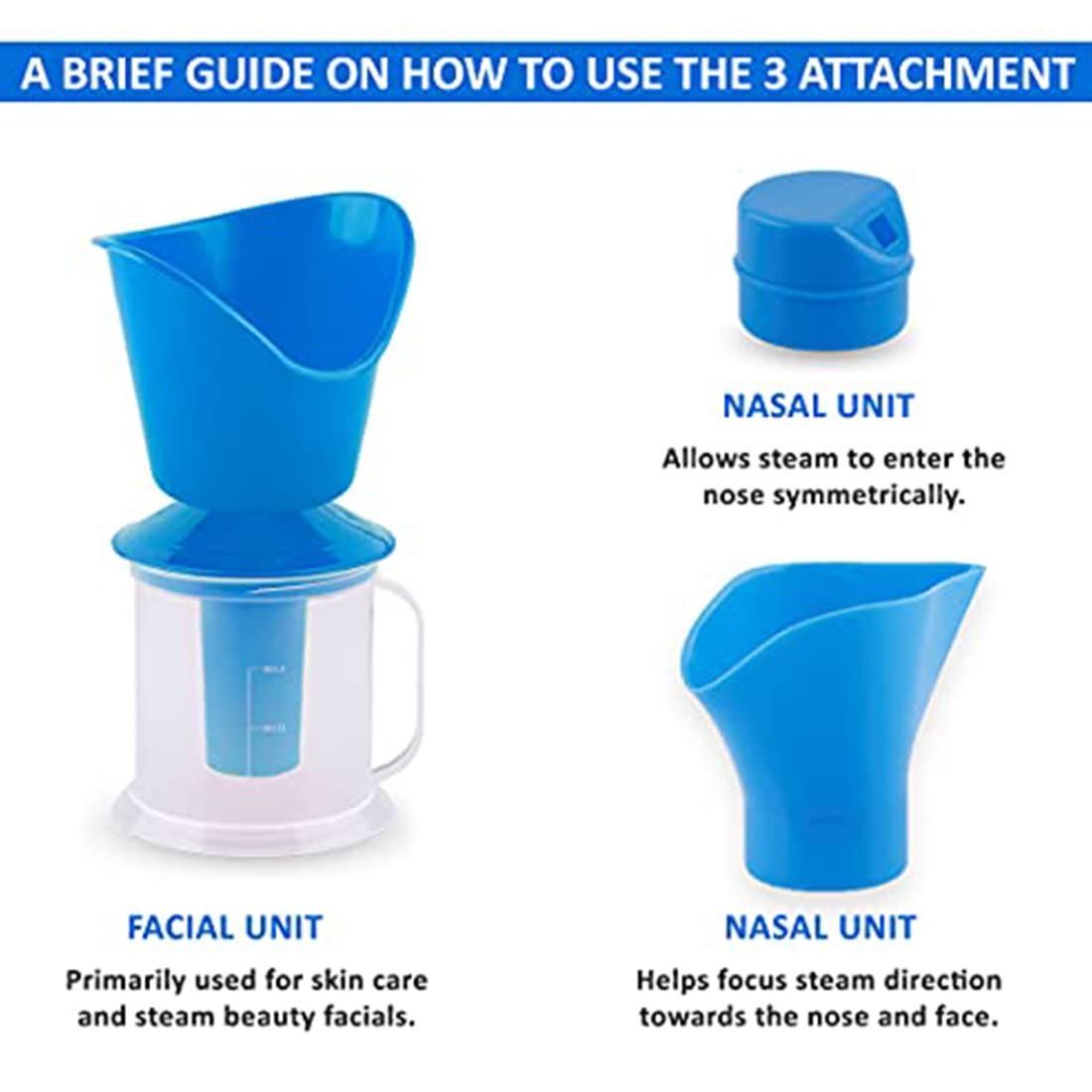 Dr. Care Cold & Cough Relief Vaporizer Steamer - Portable Steam Inhaler for Adults, Kids - Facial Steamer for Congestion Relief & Skin Care - Blue (Perfect for Home, Office & Travel Use)
