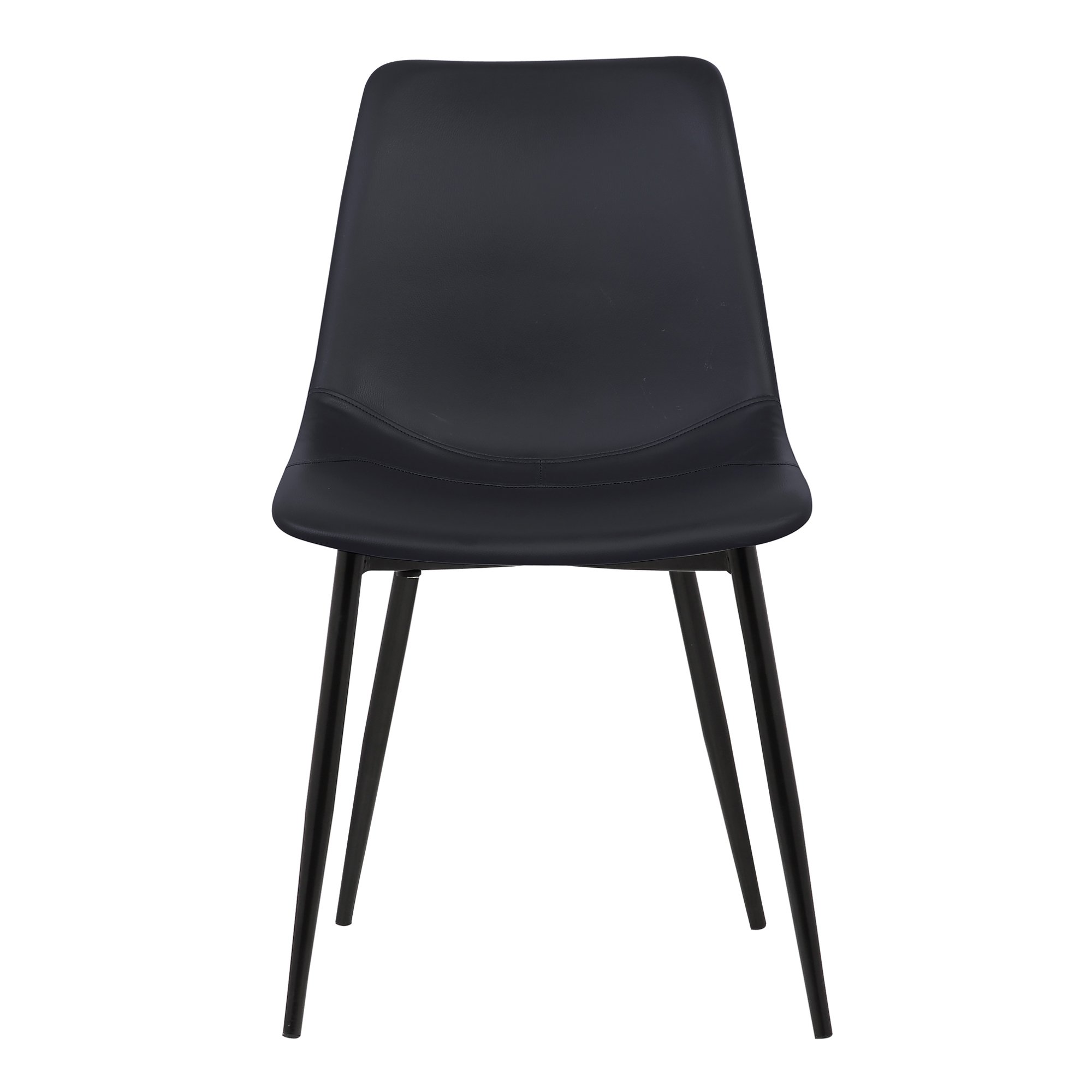 Armen Living Monte Mid Century Modern Dining Chair - Black Faux Leather Upholstery with Black Metal Legs - Perfect for Kitchen, Dining Table, Home Office Desk & Vanity Area