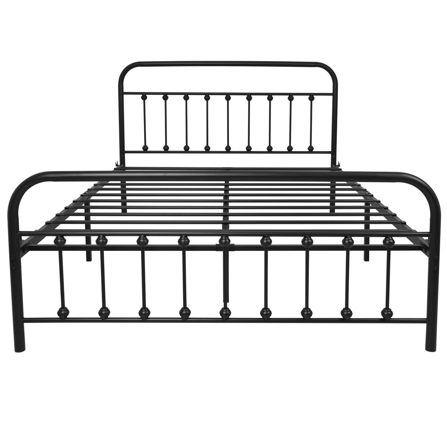 Neebirgelia Black Metal Bed Frame Queen Size with Headboard & Footboard - Sturdy Platform Mattress Base, Metal Tube & Iron-Art Design - Perfect for Modern Bedrooms, Guest Rooms & Dormitories (Queen, Black)
