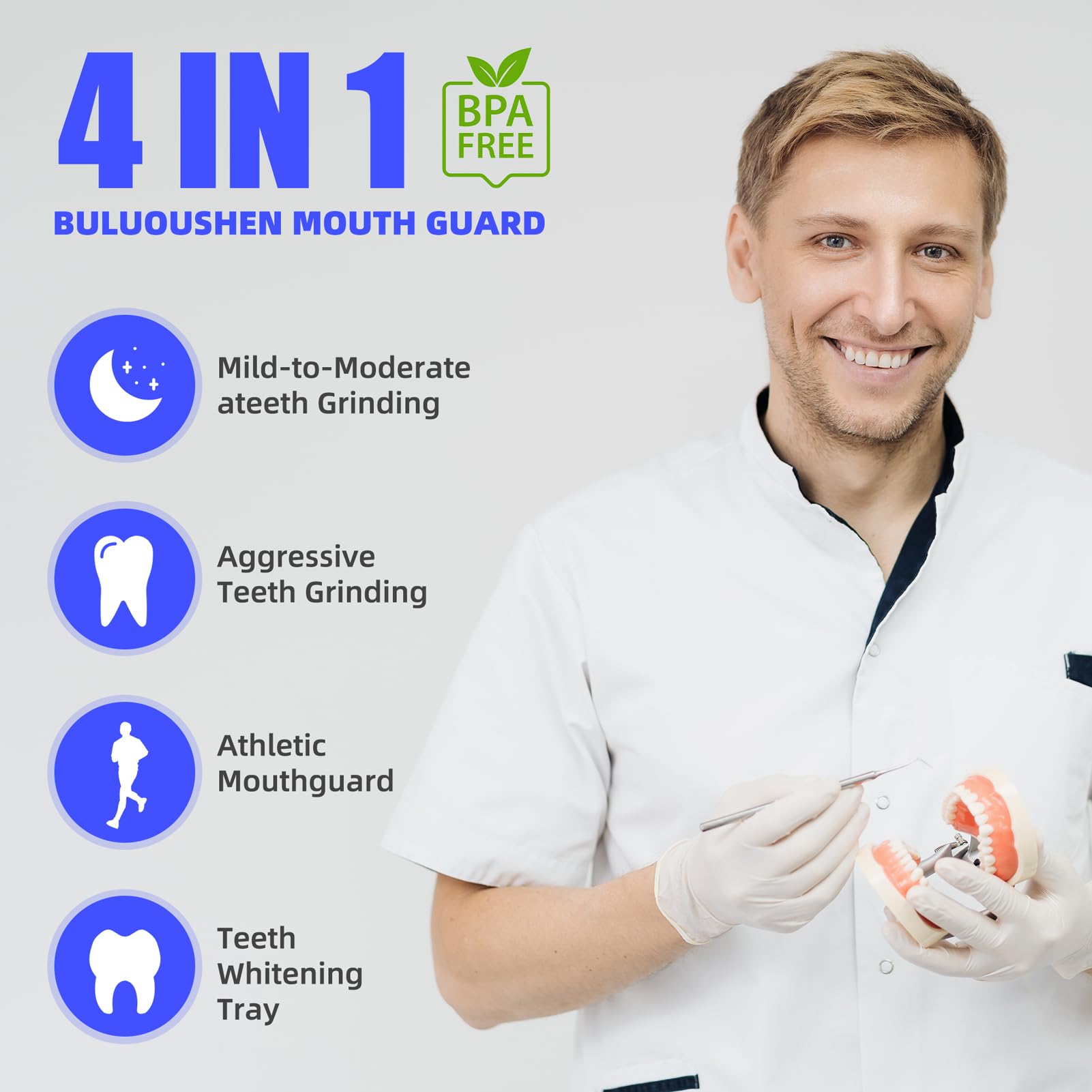 10 Pack Moldable Mouth Guard for Teeth Grinding & Clenching - Bruxism Relief, Sports Protection & Teeth Whitening Tray with Travel Case - Perfect for Nighttime Use, Boxing, MMA & Dental Care