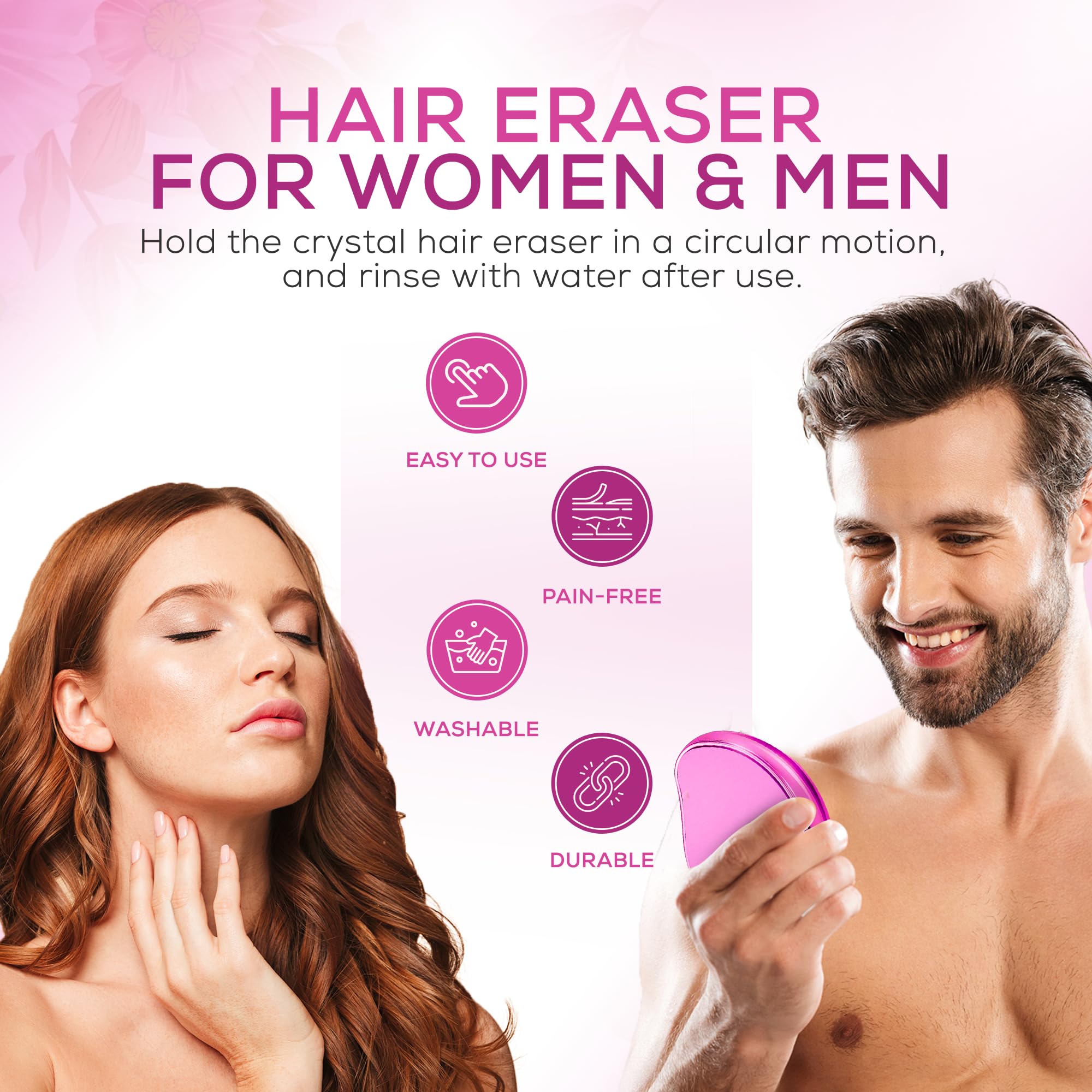 KLASSIK Crystal Hair Removal Device - Painless & Reusable Hair Remover for Women, Men & Kids | Portable & Washable Crystal Hair Eraser | Perfect for Face, Legs, Arms & Bikini Line at Home or Travel