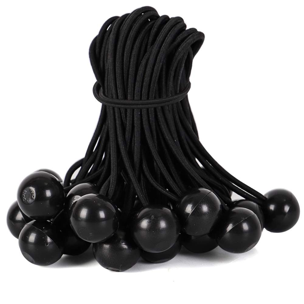 XSTRAP STANDARD 28-Piece 9-Inch Heavy Duty Ball Bungee Cords - Black Elastic Tie Down Balls for Canopy, Tarp, Tent, Straps & Wires | Secure Outdoor Gear, Camping Equipment & Cargo Fastening