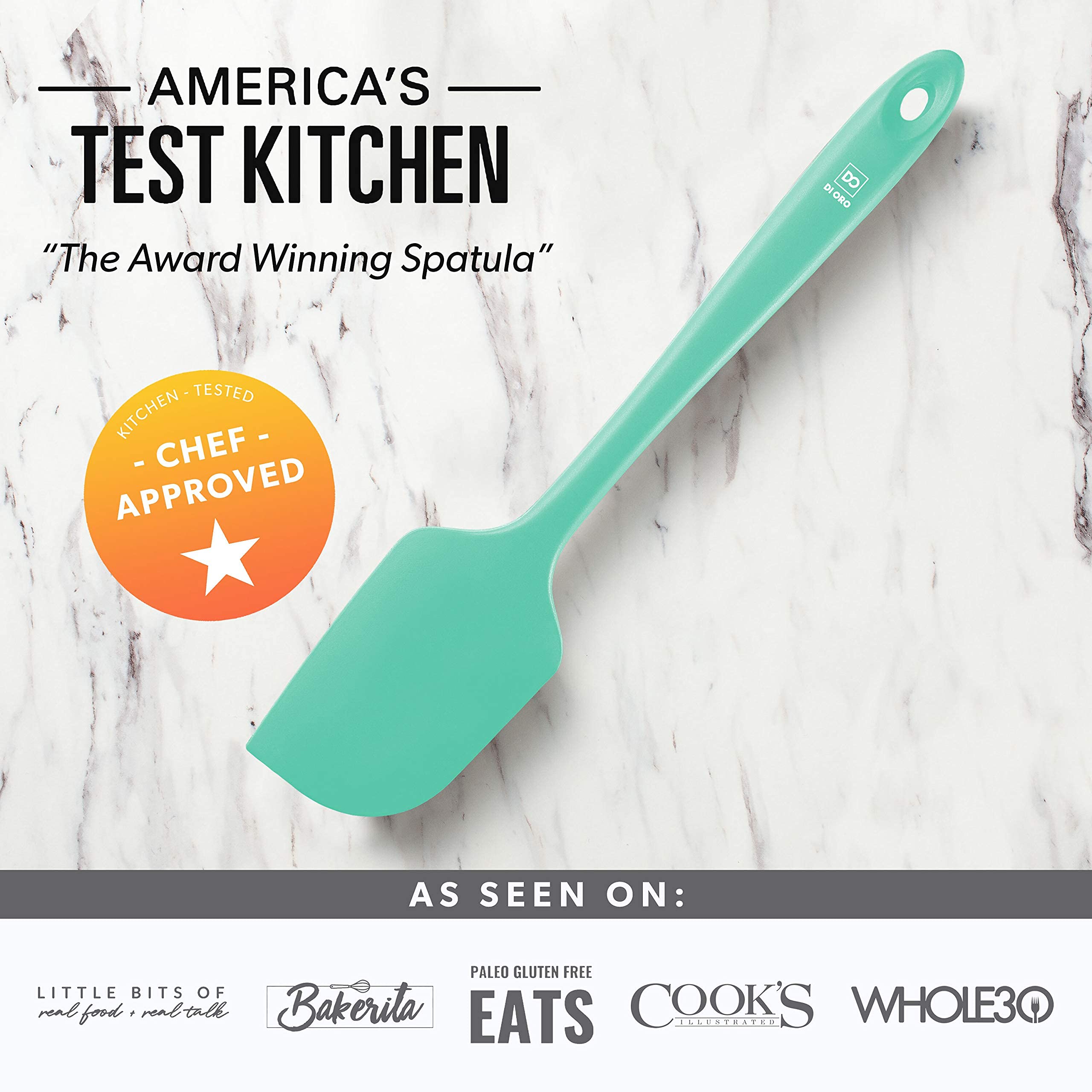 DI ORO Premium Silicone Spatula Set - 3-Piece Heat-Resistant Kitchen Spatulas (600°F) for Baking, Cooking & Mixing - BPA-Free Rubber Scrapers for Nonstick Cookware - Dishwasher Safe (Mint Green) - Perfect for Cakes, Cookies & Pancakes