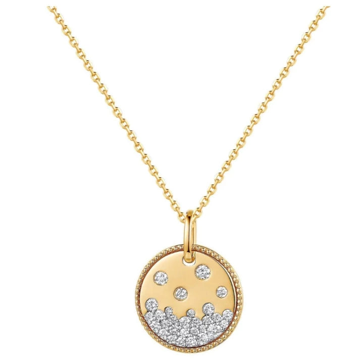 14K Gold Diamond Disc Pendant Necklace for Women - Elegant & Timeless Jewelry Gift for Birthday, Anniversary & Special Occasions