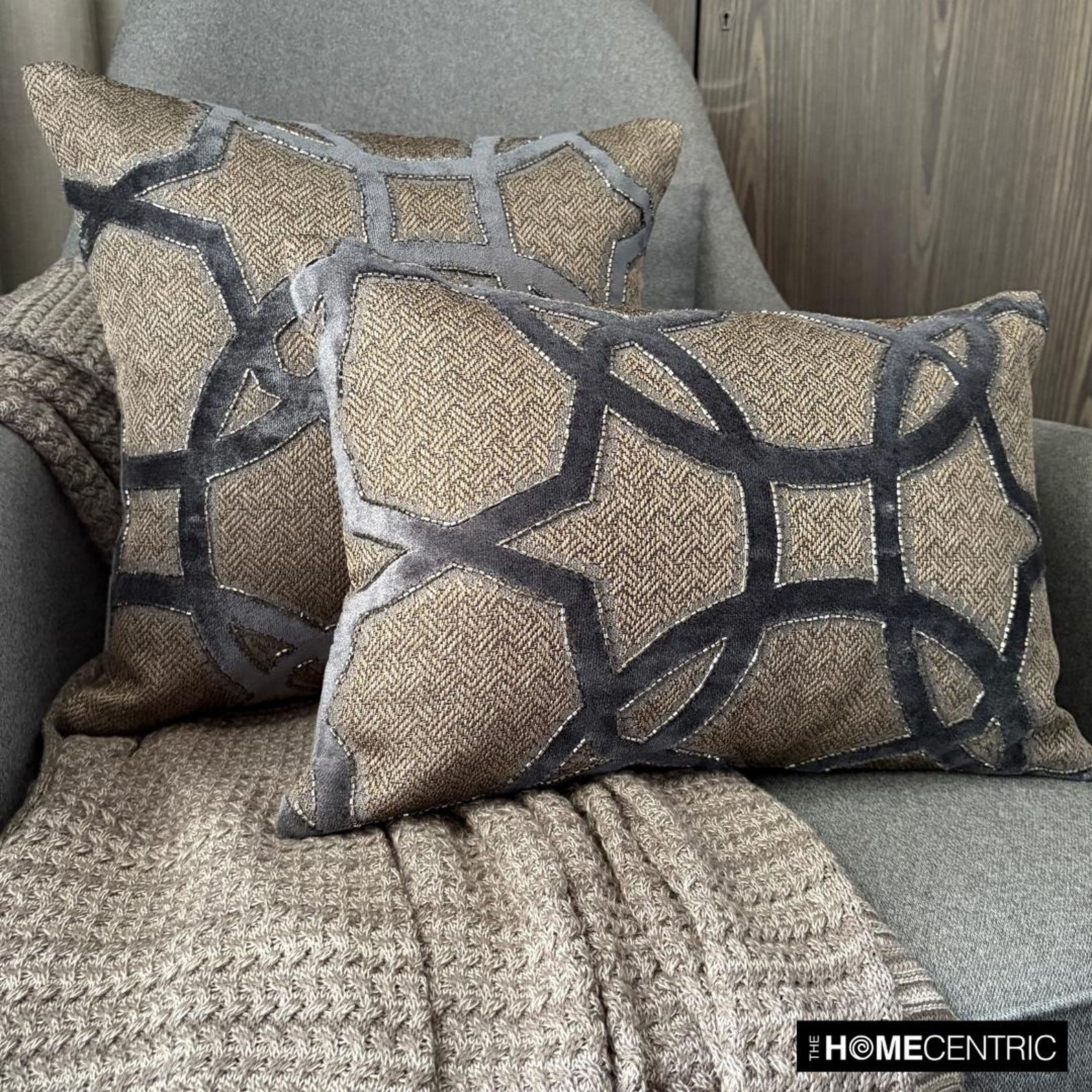 Luxury Gray Velvet Throw Pillow Cover - Soft Ashen Interlock Design for Sofa, Bed & Home Decor | Premium Cushion Case for Living Room, Bedroom & Dorm