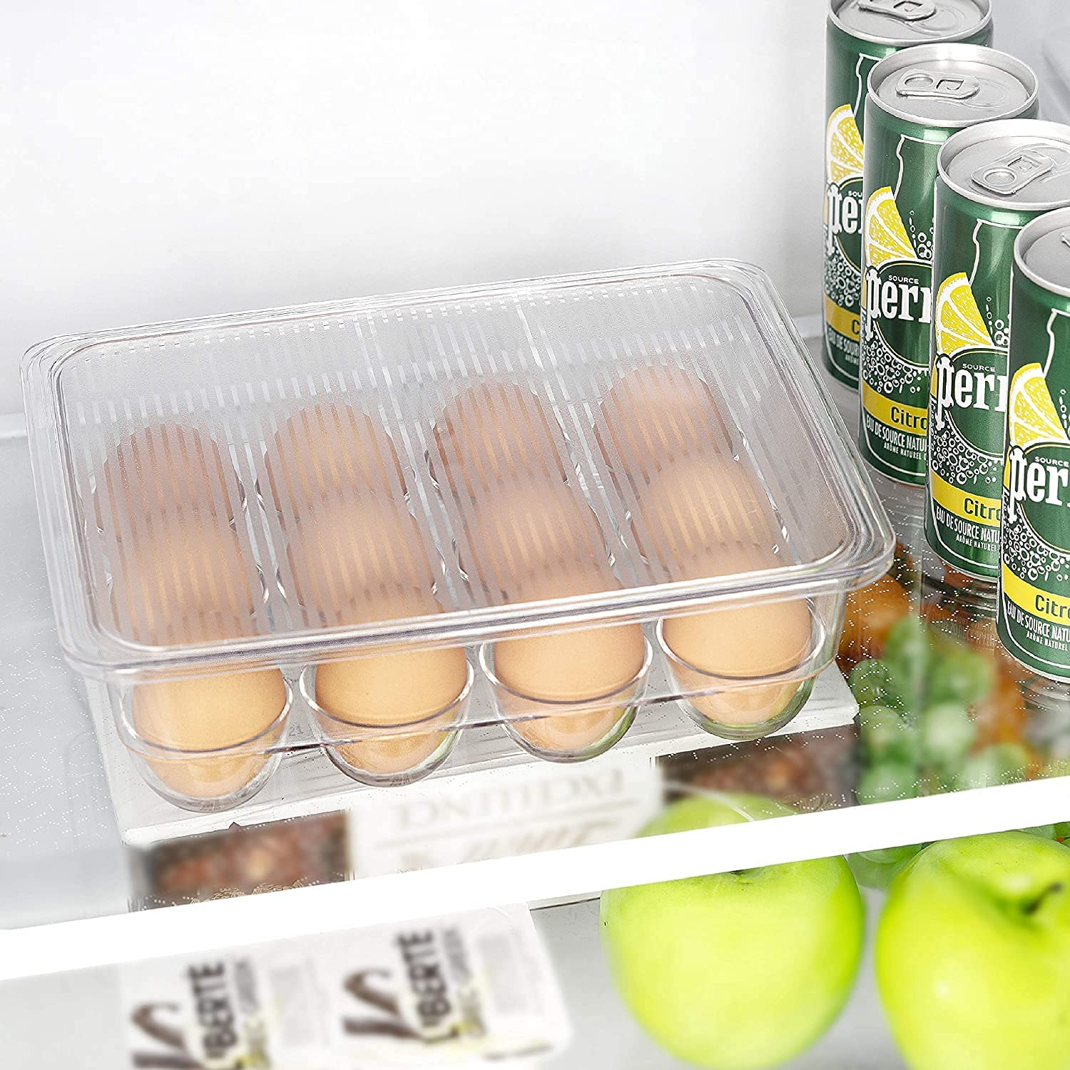 Kepzell Clear Refrigerator Egg Storage Container - Holds 12 Eggs | Durable Plastic Egg Tray for Kitchen Organization | Perfect for Fridge, Pantry & Farm Fresh Eggs