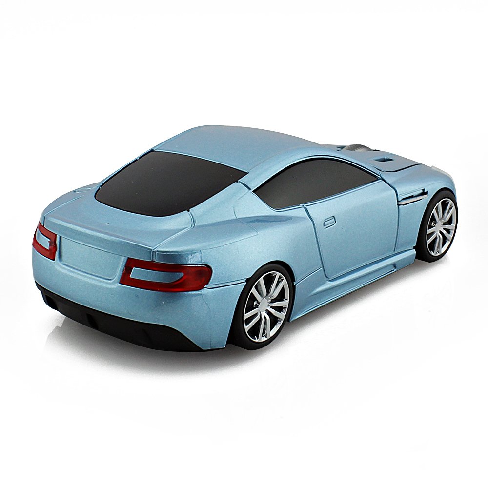Wireless Gaming Mouse - Sports Car Design with LED Light (Blue) for PC & Laptop - Perfect for Office Work, Gaming & Travel