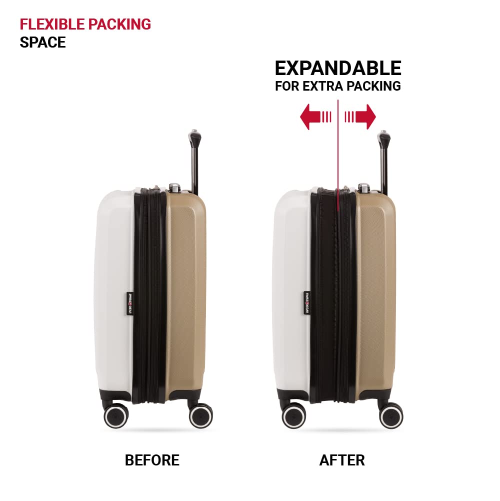 SwissGear Duet Hardside Expandable Carry-On Luggage 19-Inch with 360° Spinner Wheels, Lightweight Suitcase for Travel - Ivory/Taupe | Perfect for Business Trips & Weekend Getaways