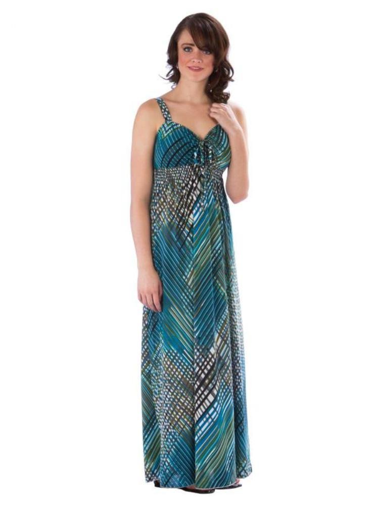 Elegant Neesha Maxi Gathered Bust Dress with Adjustable Ties - Perfect for Weddings, Parties & Summer Vacations