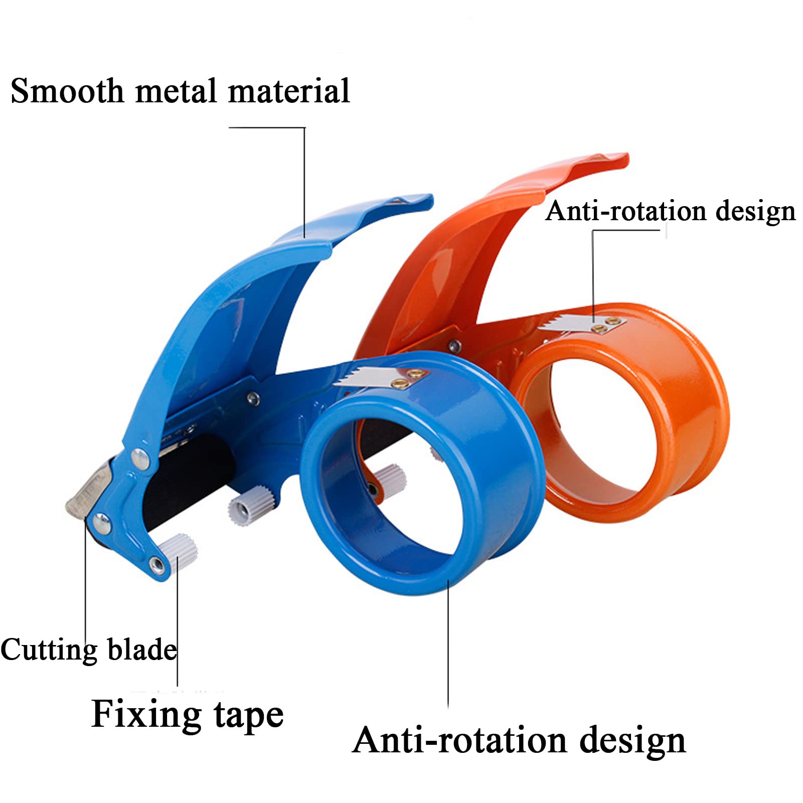 QILIMA 2-inch Wide Heavy Duty Metal Tape Dispenser Gun - Blue, for Secure Packing, Shipping & Moving Boxes - Ideal for Home, Office & Warehouse Use
