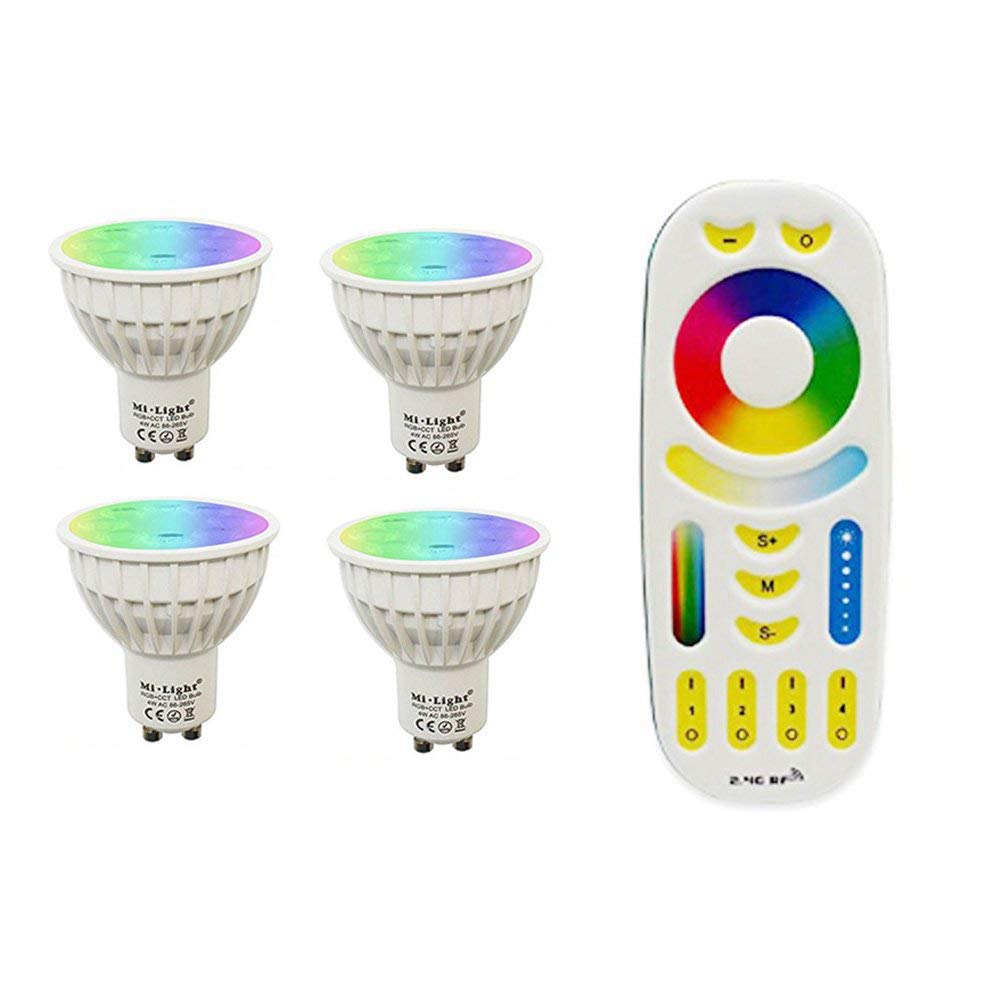 Smart LED Bulb RGBW CCT - Dimmable with Remote (4 Pack) for Home Lighting