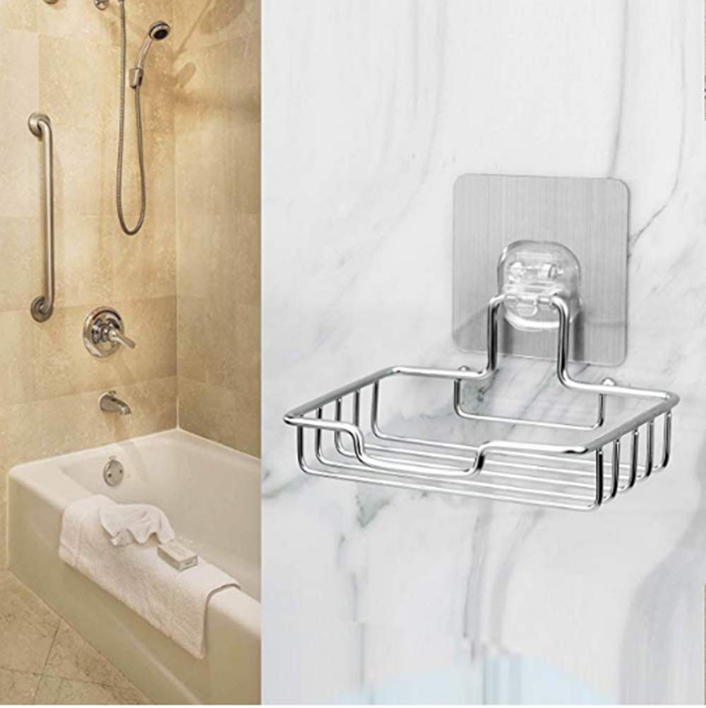 Stainless Steel Soap Rack Wall Mounted - Rustproof Bathroom Soap Holder for Kitchen, Shower & Sink - Durable Stainless Steel Soap Dish Organizer with Drainage Holes