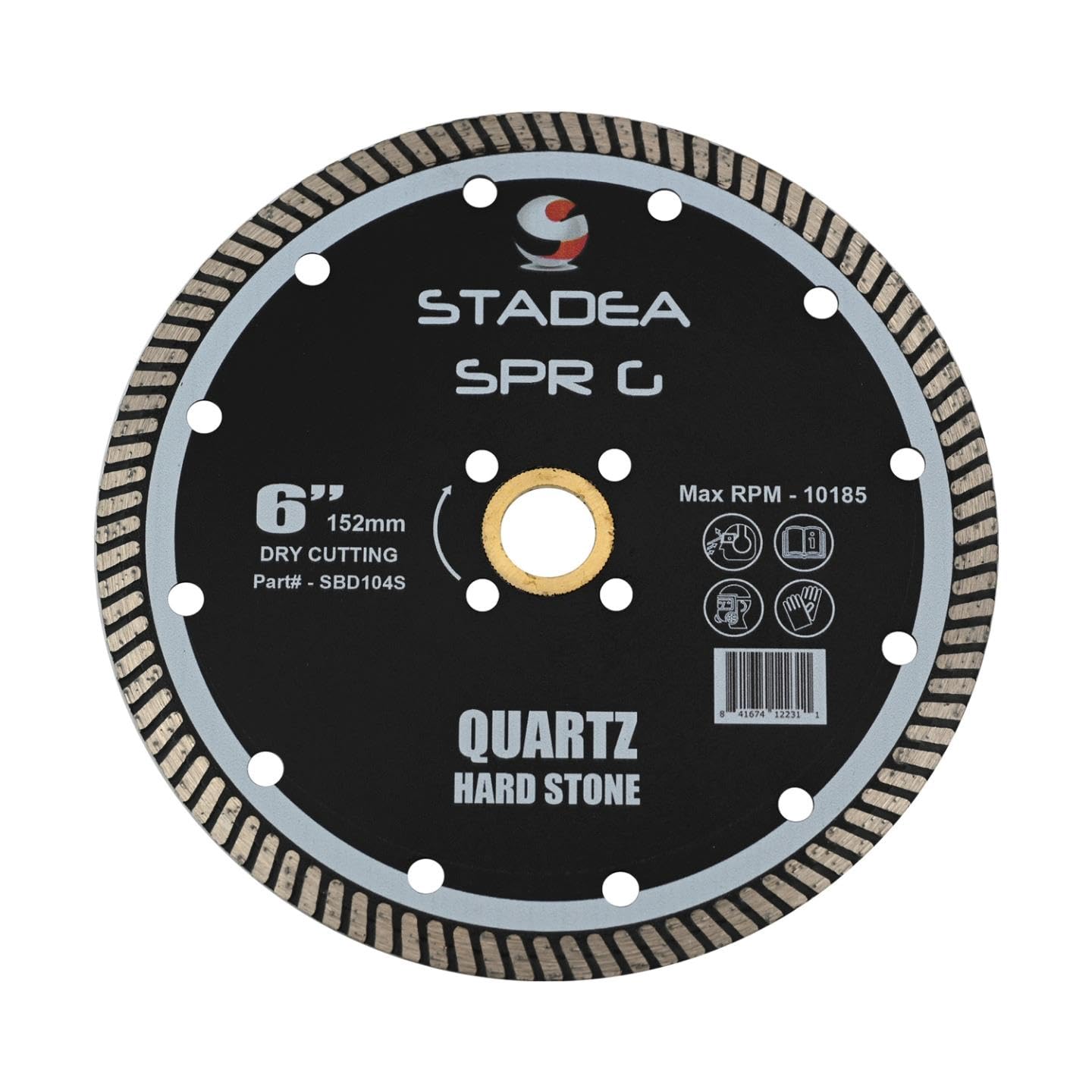 Stadea SBD104S 6-Inch Diamond Saw Blade for Angle Grinder - Continuous Turbo Rim for Dry Cutting Granite & Hard Stone, 8mm Segments | Perfect for Tile, Concrete, and Masonry Work