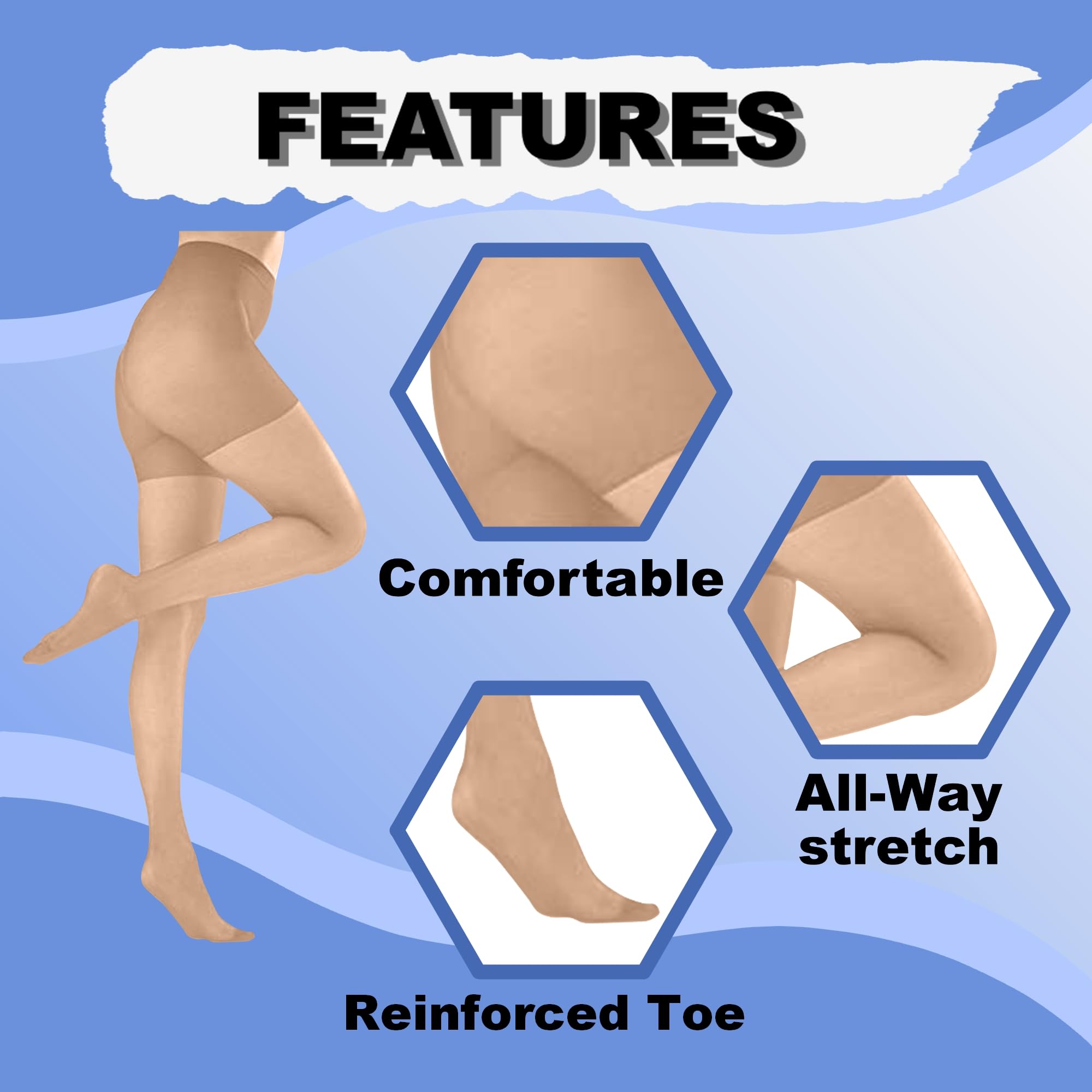Butterfly Hosiery Women's Plus Size Queen Mild Compression Microfiber Pantyhose - Comfortable & Breathable Tights for Work, Travel & Everyday Wear