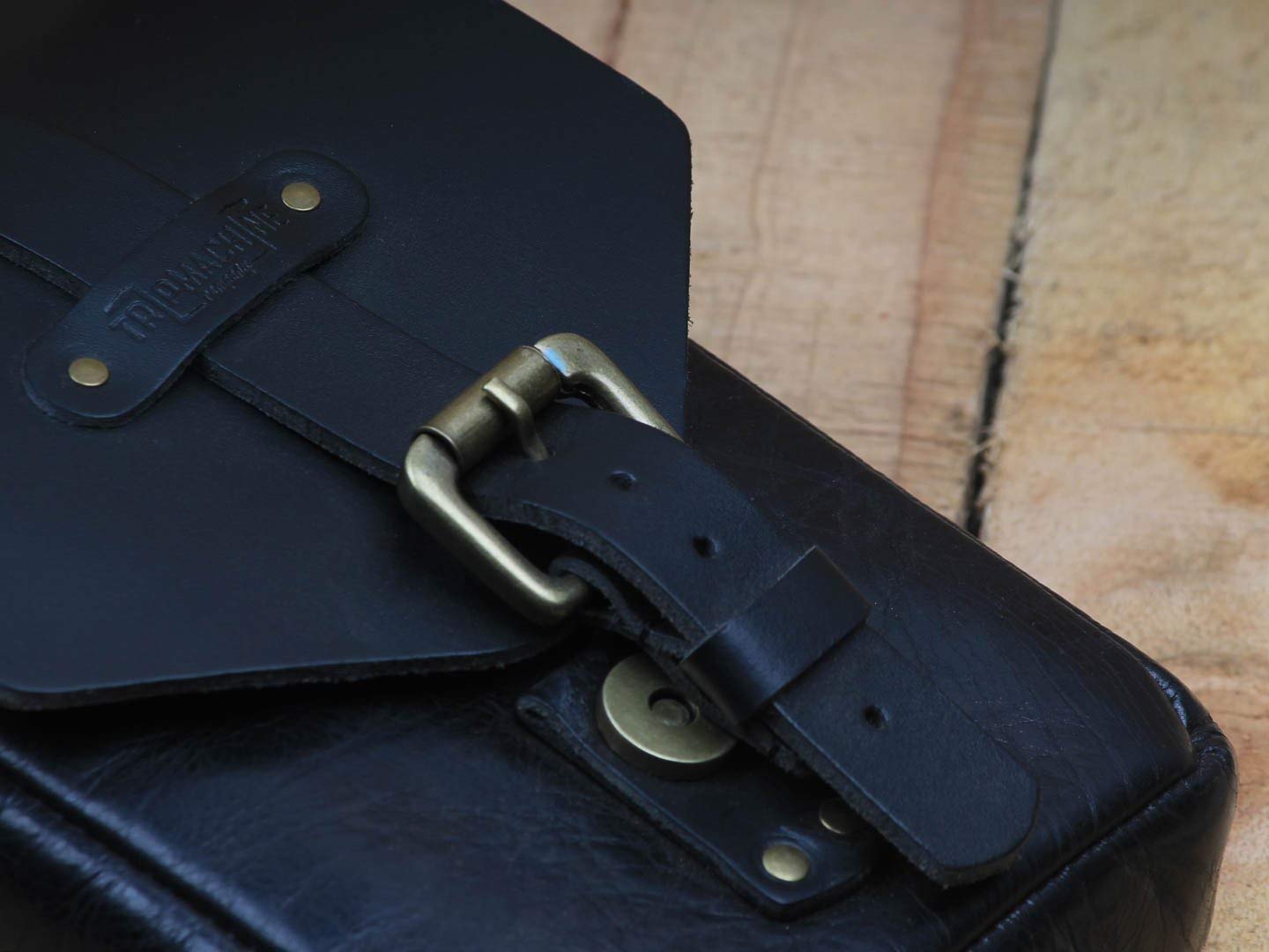 Genuine Leather Motorcycle Magnetic Tank Pouch by Trip Machine Co. - Waterproof Storage Bag for Phone, Wallet & Riding Essentials (Black) - Perfect for Harley, Cruiser & Touring Bikes
