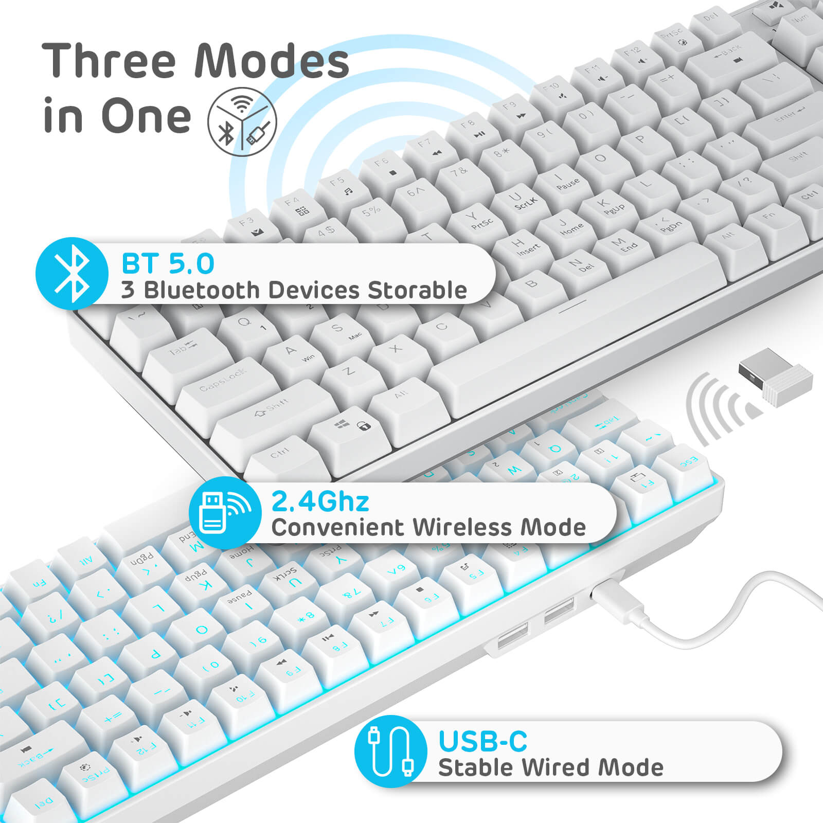 RK96 96% Wireless Mechanical Keyboard - Compact Bluetooth/Wired Gaming Keyboard with RGB Backlit, Hot-Swappable Switches for PC/Mac - Perfect for Office Work, Gaming & Typing