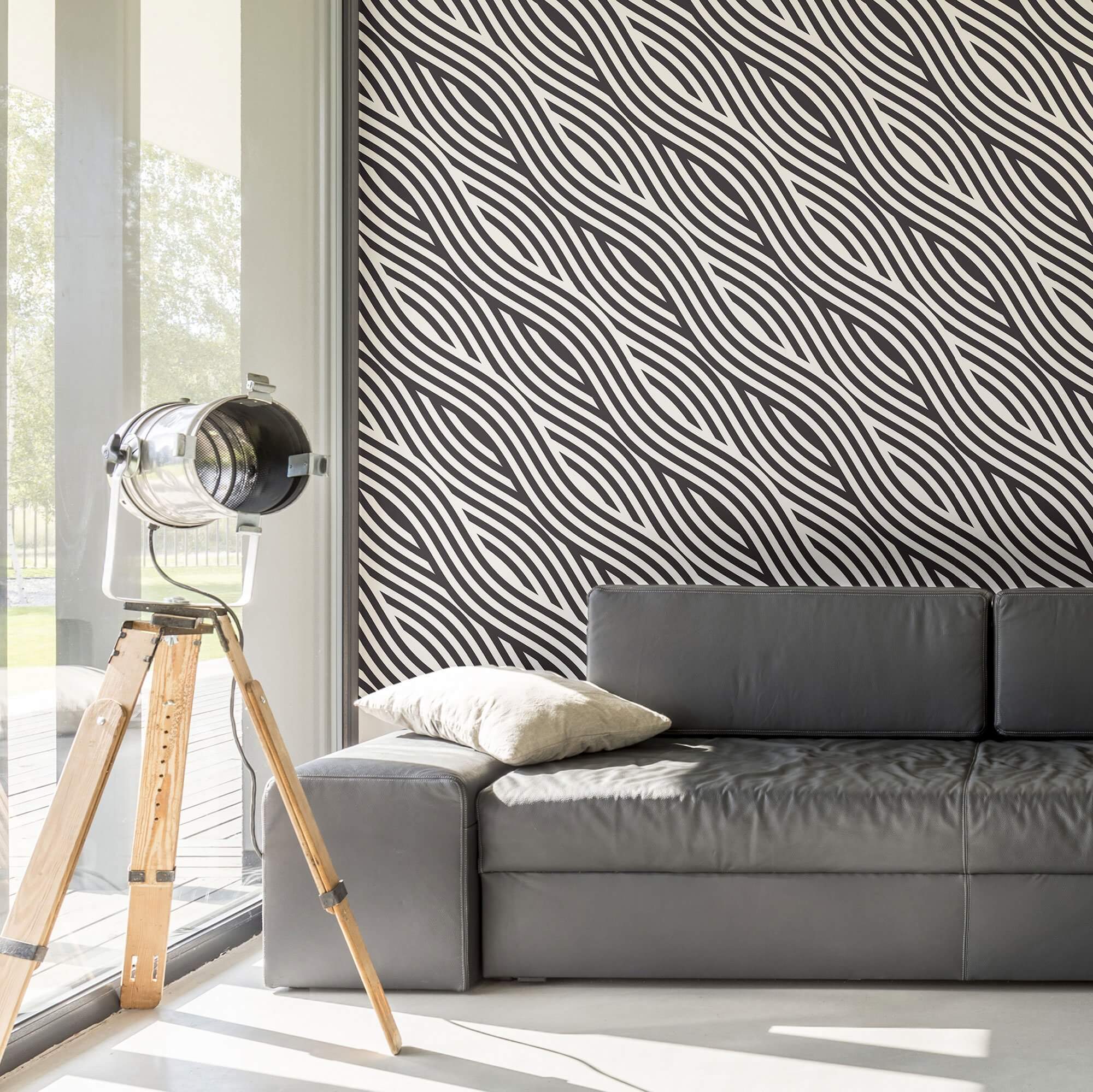 Black and White Striped Peel and Stick Removable Wallpaper - Self-Adhesive Decorative Wall Covering for Bedroom, Living Room, Nursery & Office Decor