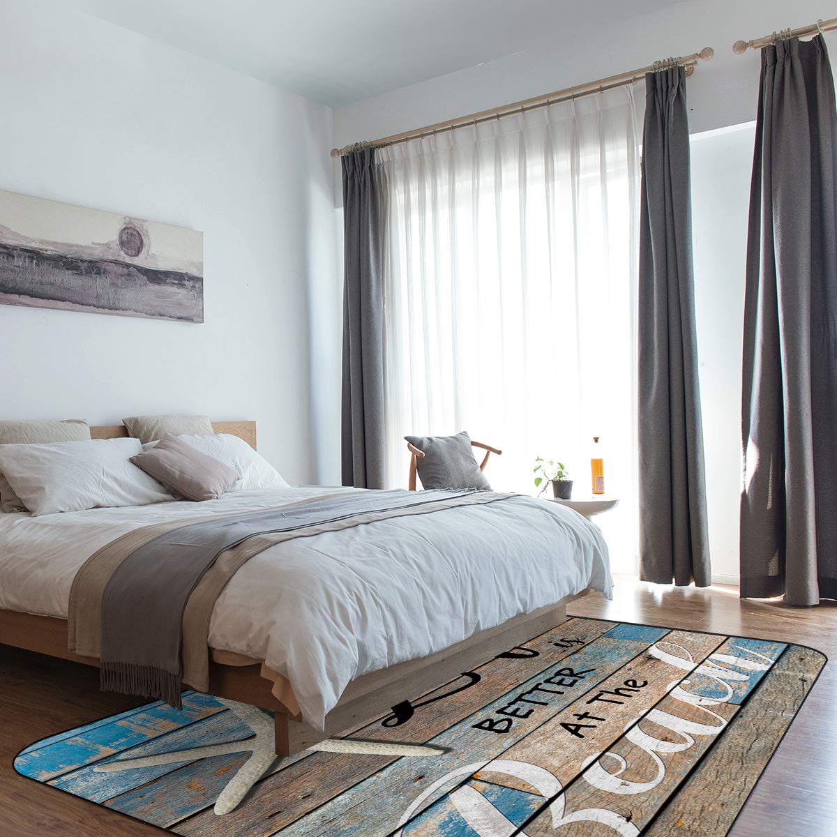 Non-Slip Seashell Beach Rug - Super Soft Memory Foam Carpet for Bedroom, Living Room & Entryway (2'7