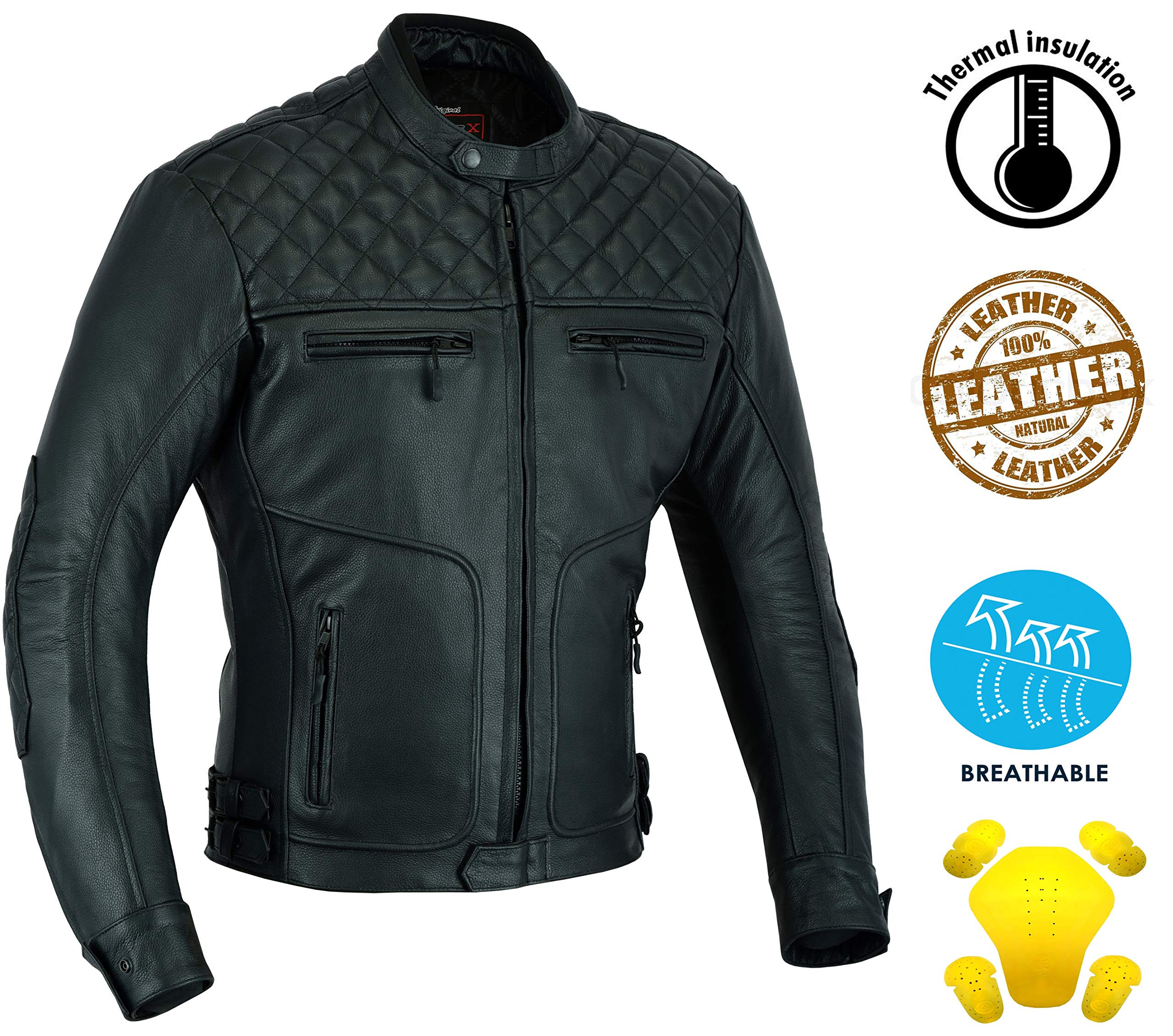 Real Leather Motorcycle Jacket with Classic Buckles - Stylish & Protective Biker Gear for Men & Women | Perfect for Riding, Commuting & Outdoor Adventures