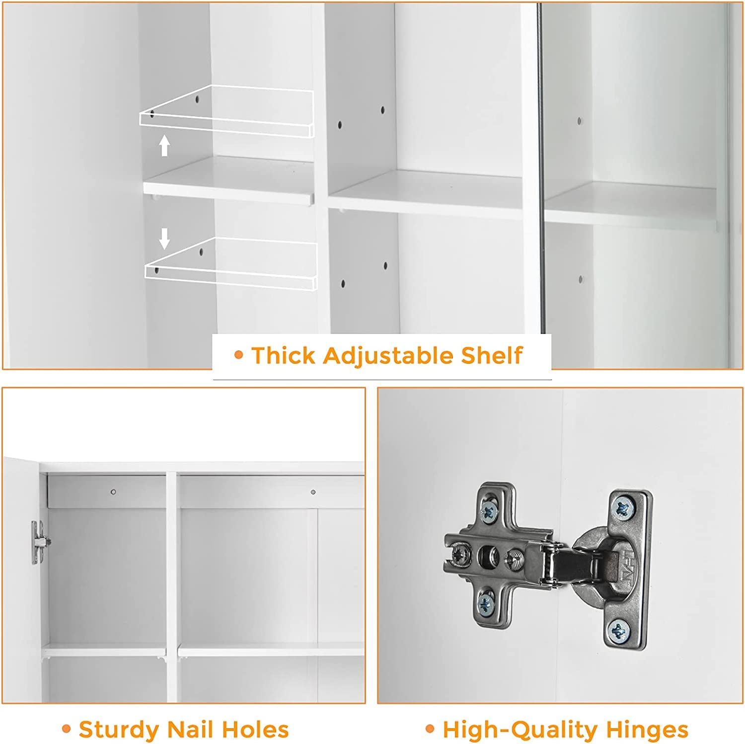 DICTAC 3-Door Medicine Cabinet with Mirror - 27.6x23.62 Inch Bathroom Wall Storage Organizer, Adjustable Shelves, White - Perfect for Bathroom, Bedroom & Vanity Organization
