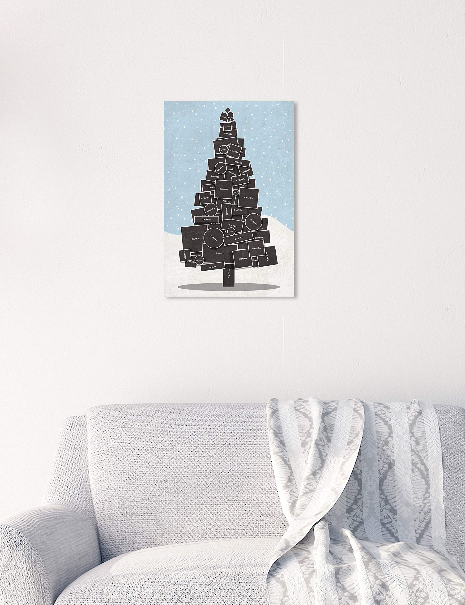 Oliver Gal Artist Co. 'White Christmas' Wall Art Canvas Print - 10x15 Inch Holiday Home Decor in Black & Blue - Perfect for Living Room, Bedroom & Office Decorations