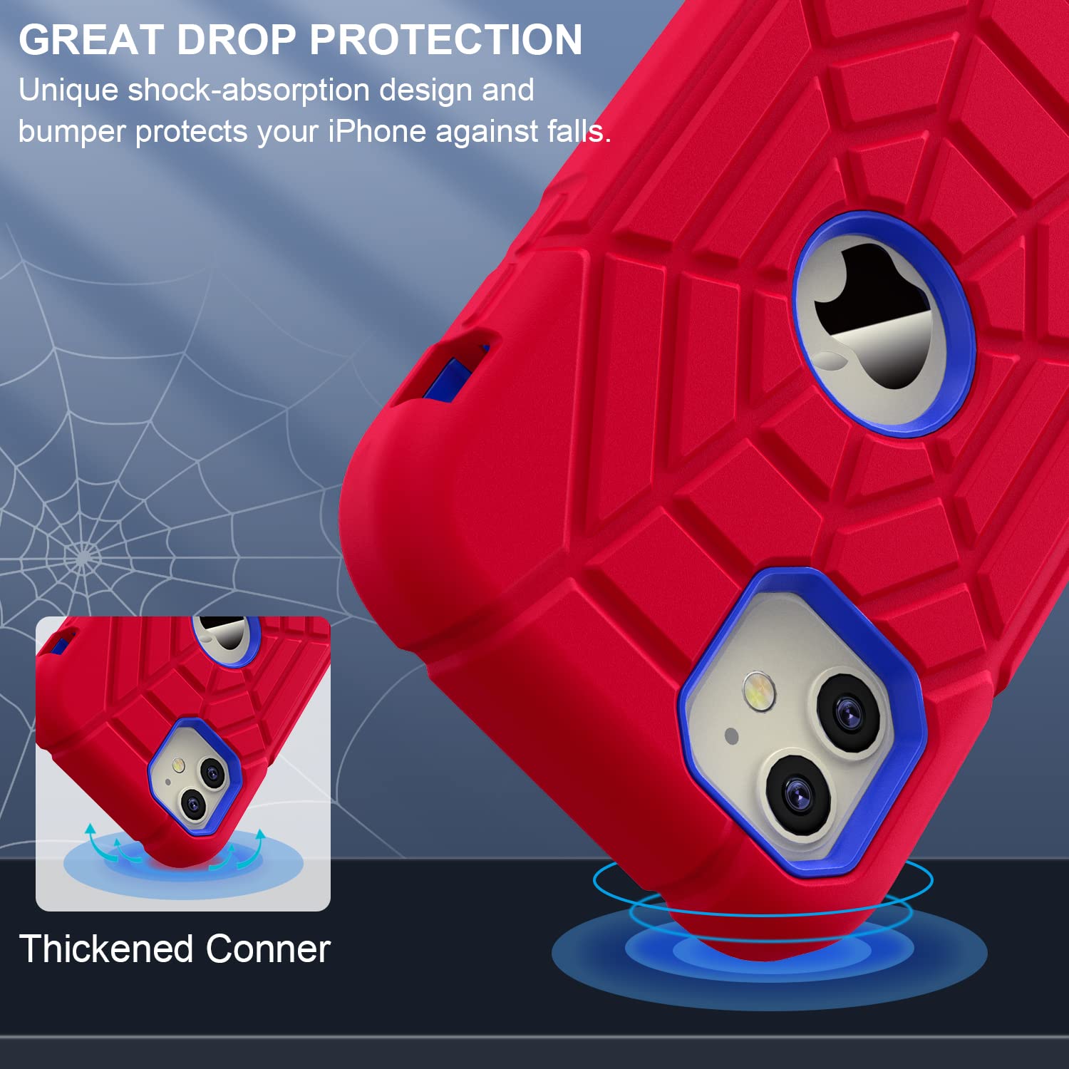 Grifobes Shockproof Case for iPhone 11 & iPhone XR 6.1 Inch - Durable Protective Cover for Kids, Boys & Children (Red & Blue) - Perfect for School, Play & Outdoor Activities