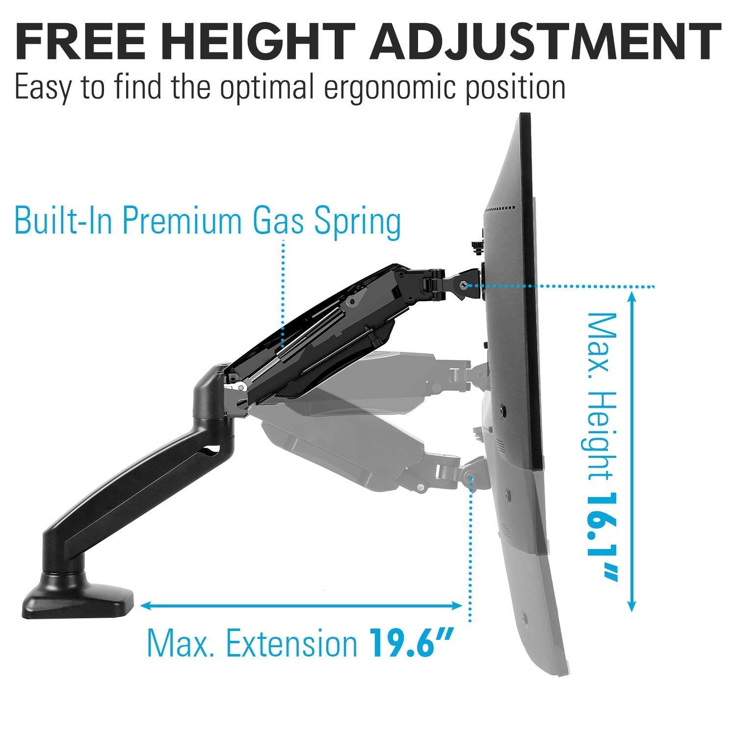 MOUNTUP Dual Monitor Stand Mount - Adjustable Gas Spring 2 Monitor Arm Desk Mount for 17-32 Inch Screens, Die-Cast Aluminum, Holds 17.6LBS Each - Perfect for Home Office, Gaming & Workstation Setup