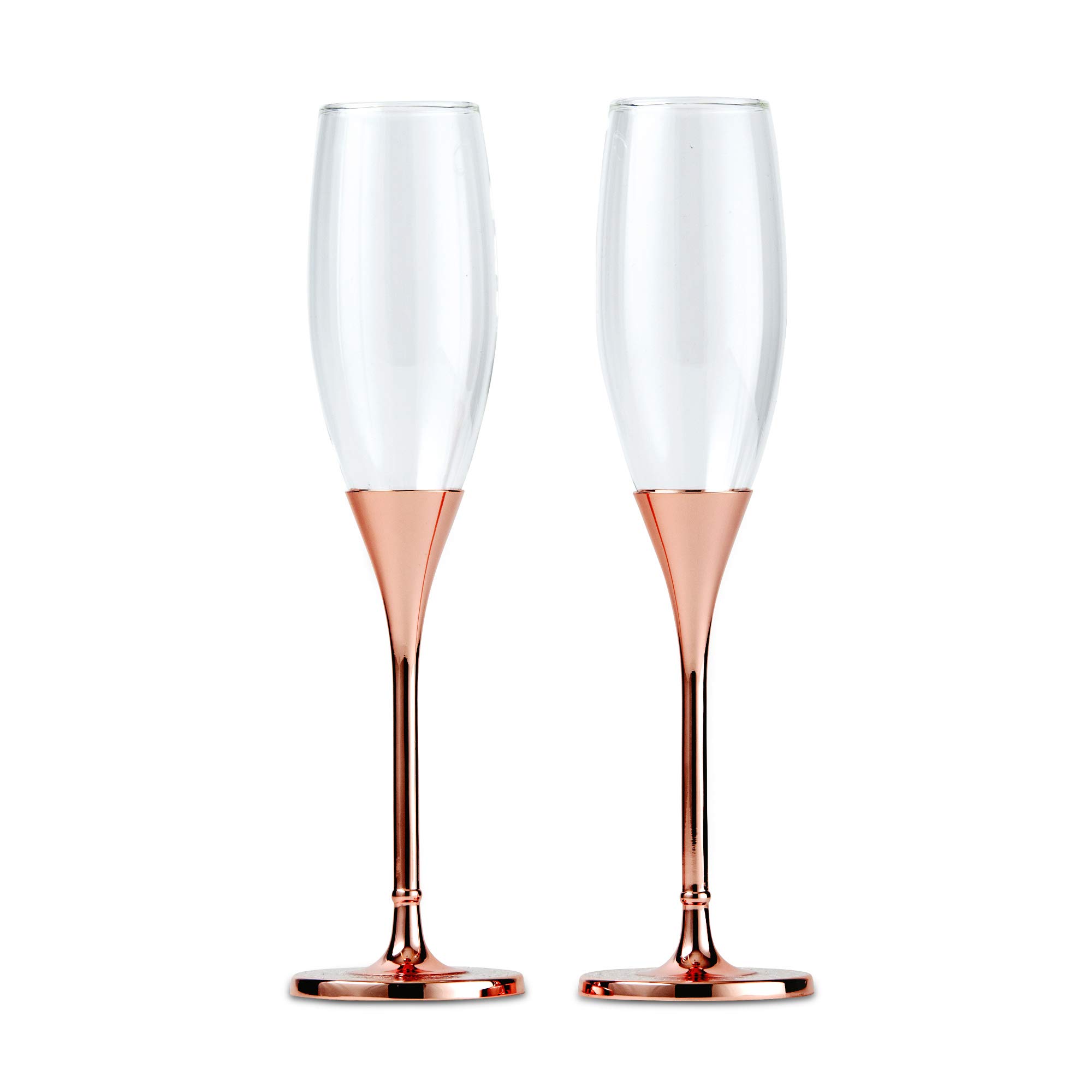 Weddingstar Rose Gold Diamond Glitter Rhinestone Crystal Toasting Champagne Flutes - Elegant Couple's Toast Glasses for Weddings, Anniversaries & Romantic Celebrations