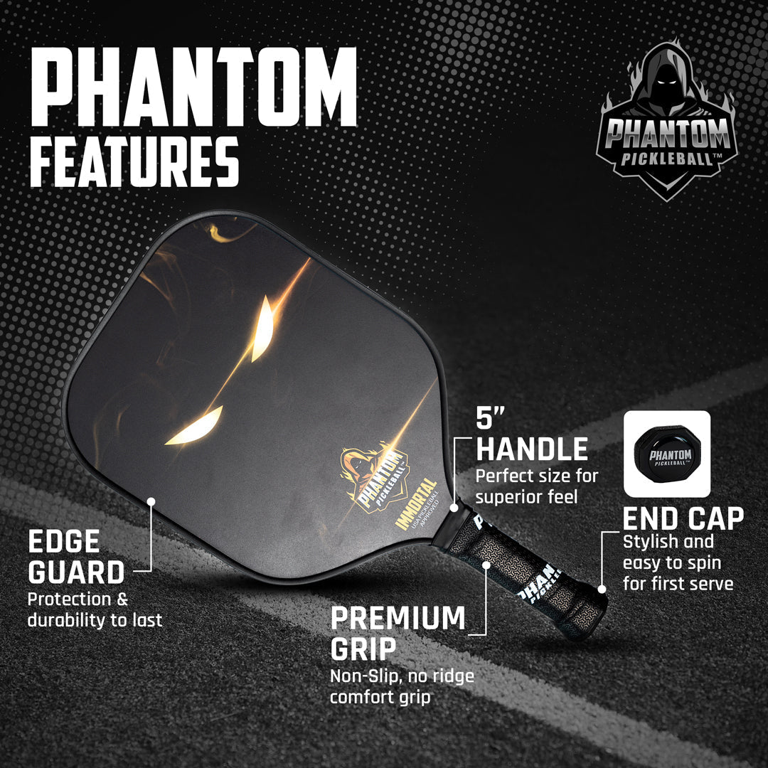 Phantom Immortal Pickleball Paddle - Premium Carbon Fiber Paddle for Competitive Play | Perfect for Outdoor & Indoor Pickleball Games