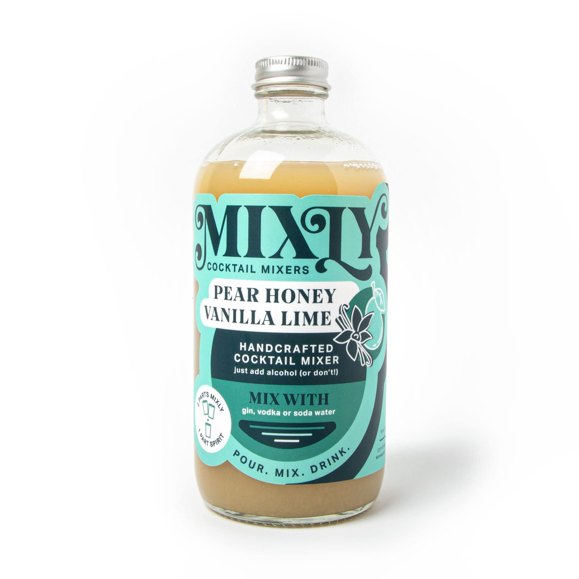 Mixly Pear Honey Vanilla Lime Cocktail Mixer - Fresh Squeezed Juice, Ready to Drink (16 oz) - Perfect for Vodka, Gin & Soda Water - Great for Parties, Bars & Home Mixology