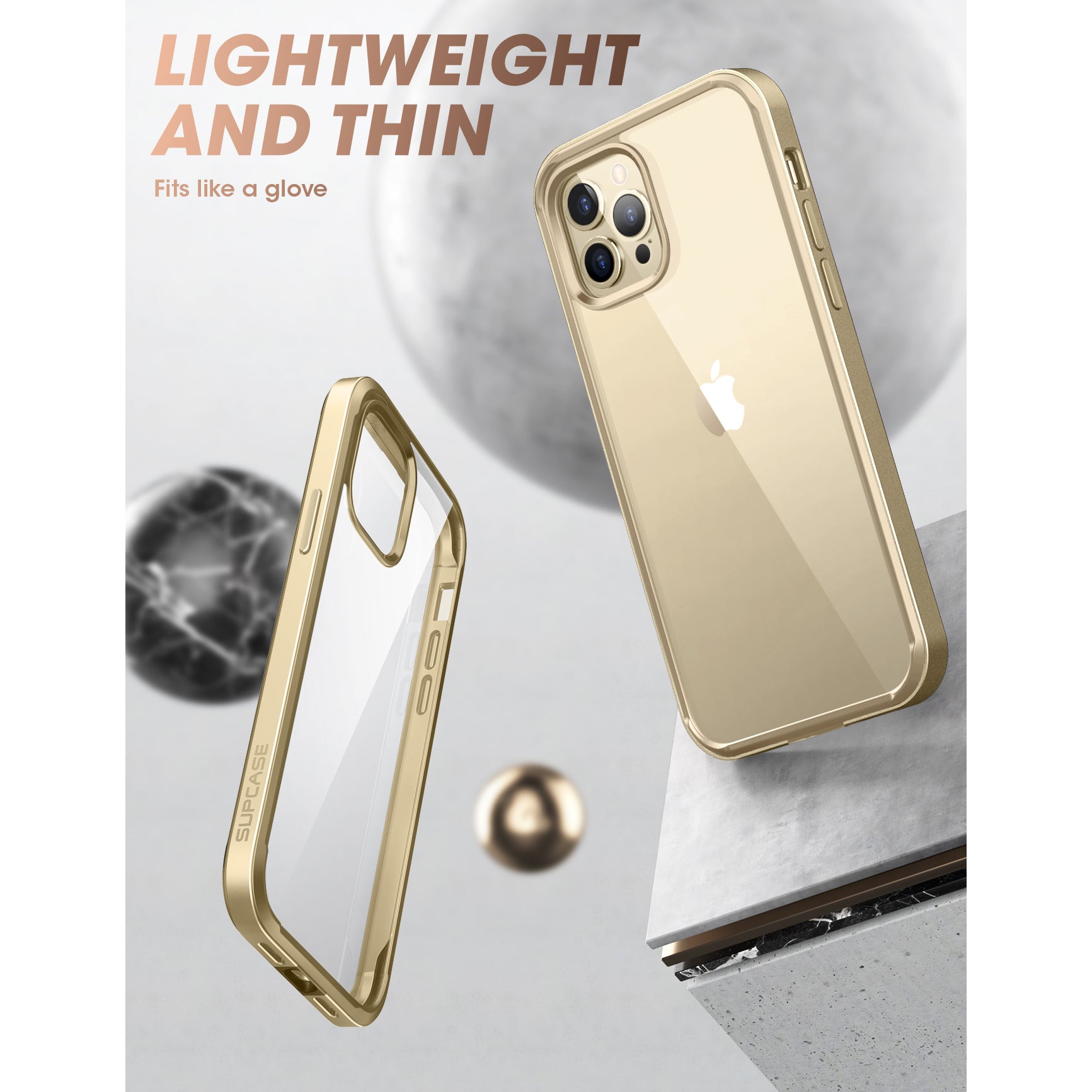 iPhone 13 Pro Max Case 6.7 Inch - Unicorn Beetle Edge Protective Cover with Built-in Screen Protector, Shockproof & Scratch Resistant Clear Gold Case - Perfect for Daily Use, Travel & Outdoor Activities