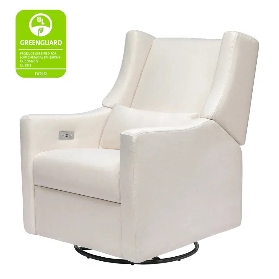 Babyletto Kiwi Electronic Glider & Recliner Chair - Cream Eco Weave Performance Fabric for Nursery, Baby Room & Breastfeeding | Comfortable Modern Rocking Chair for Parents