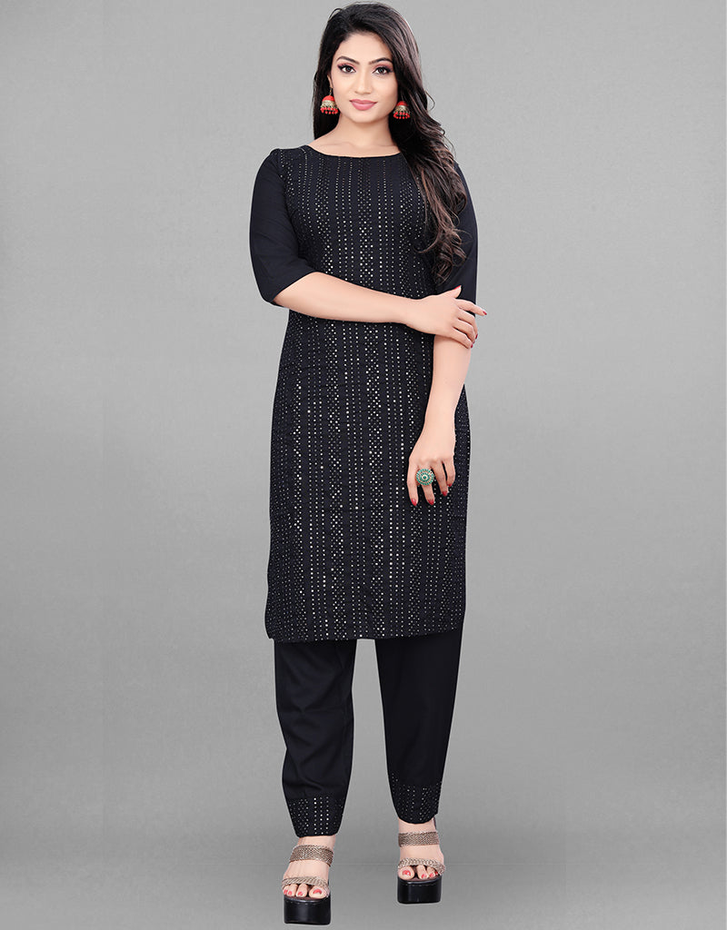 Black Heavy Rayon Straight Pants for Women - Comfortable & Stylish Casual Wear for Office, Travel & Everyday Use