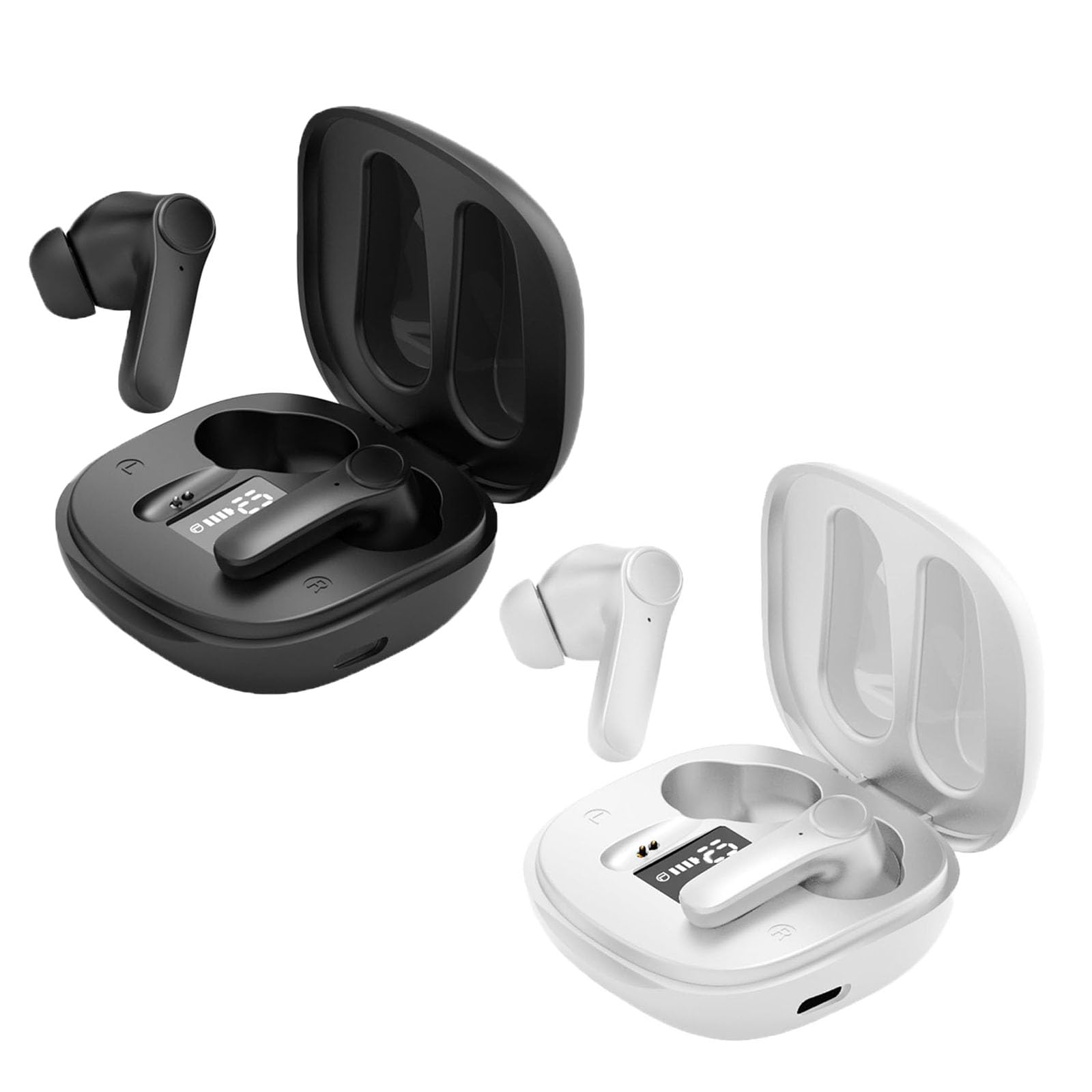 Vertelco Echo Connect Wireless Translation Earbuds - B11 Smart Bluetooth Earbuds with Real-Time Voice Translator (Black & White) for Travel, Business Meetings & Language Learning