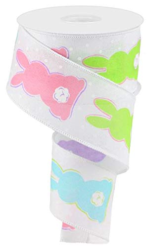 Bunny Bottoms 2.5 Inch White Canvas Wired Edge Ribbon - 10 Yards Bulk Roll for Gift Wrapping, DIY Crafts, Floral Arrangements & Home Decor