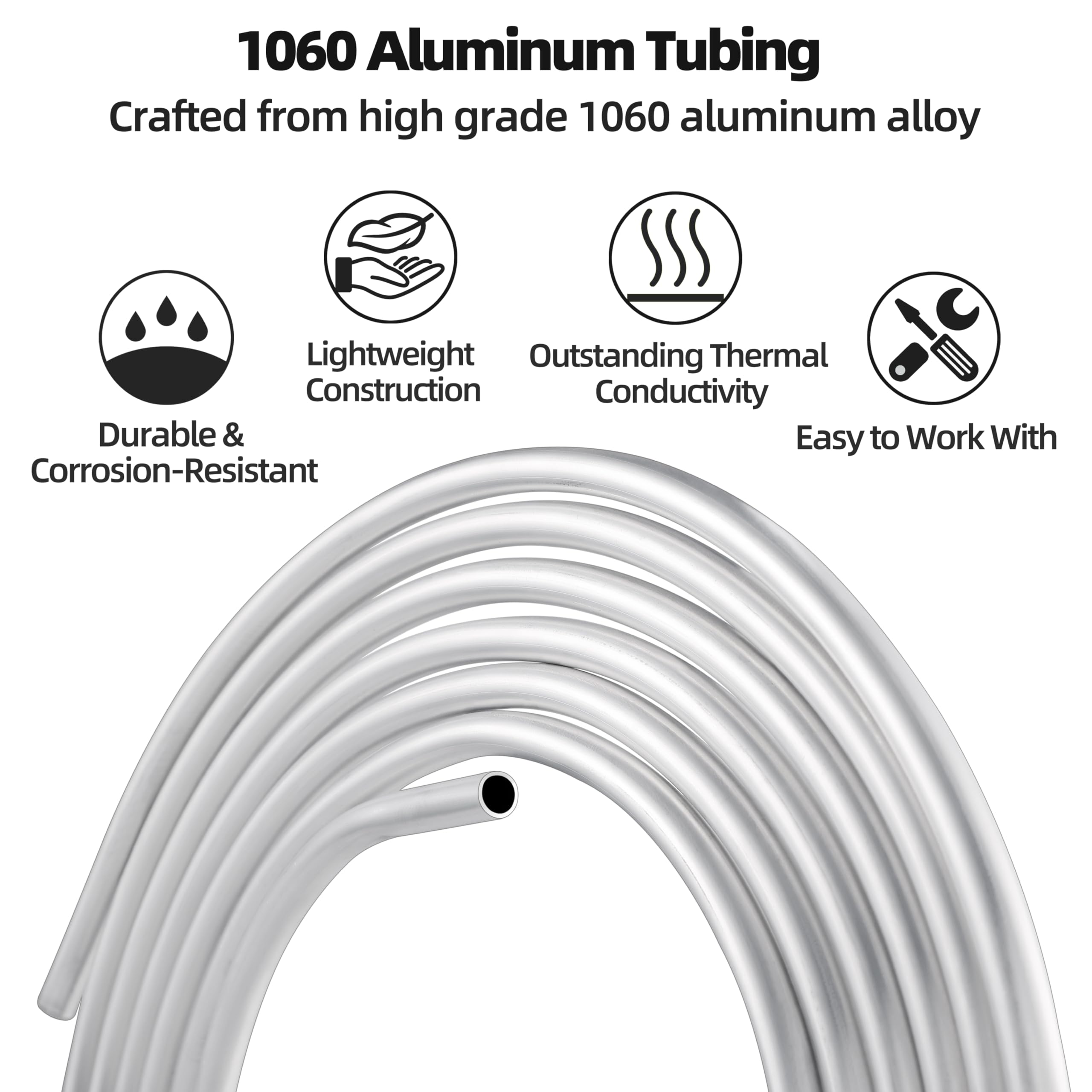20FT 1060 Grade Aluminum Coiled Tubing - 1/4