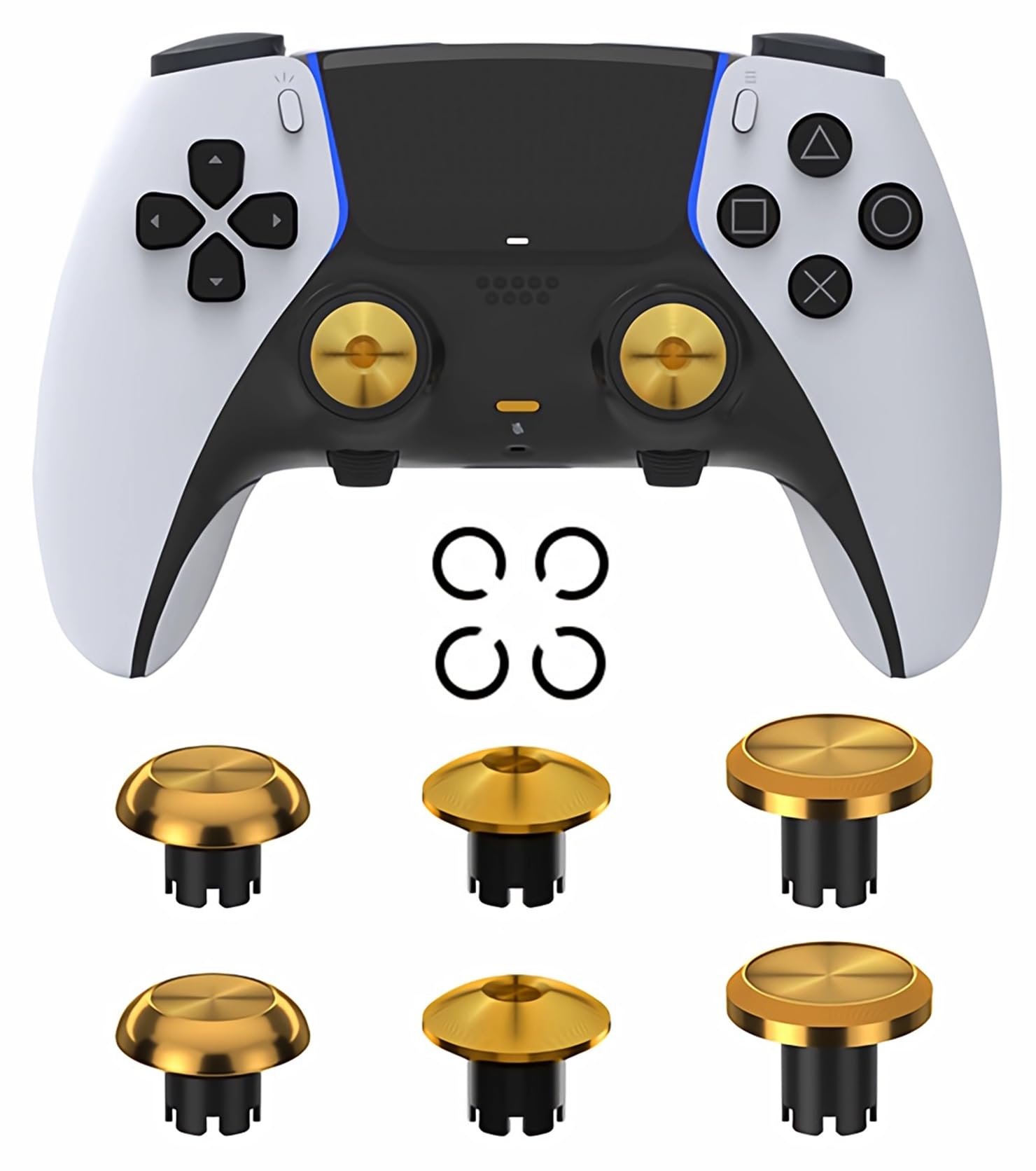 Premium Metal Thumbsticks for PS5 Edge Controller - 6-in-1 Replacement Analog Joysticks, Gold Gaming Accessories for Enhanced Grip & Precision | Perfect for Competitive Gaming & Long Play Sessions