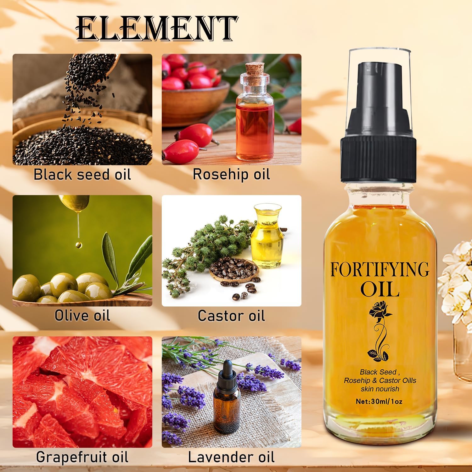Lalena Rosehip Oil & Black Seed Oil Face Serum - Anti-Aging Collagen Boost with Castor Oil | Moisturizing & Nourishing Skin Care for Dry & Mature Skin | 3-Piece Set for Night Routine & Daily Hydration