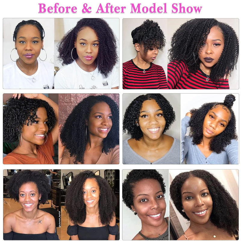 Eullair Kinky Straight Clip-in Hair Extensions - 100% Remy Human Hair, 8PCS Set with 20 Clips, Double Weft 120g for Black Women - Perfect for Styling, Parties & Everyday Wear