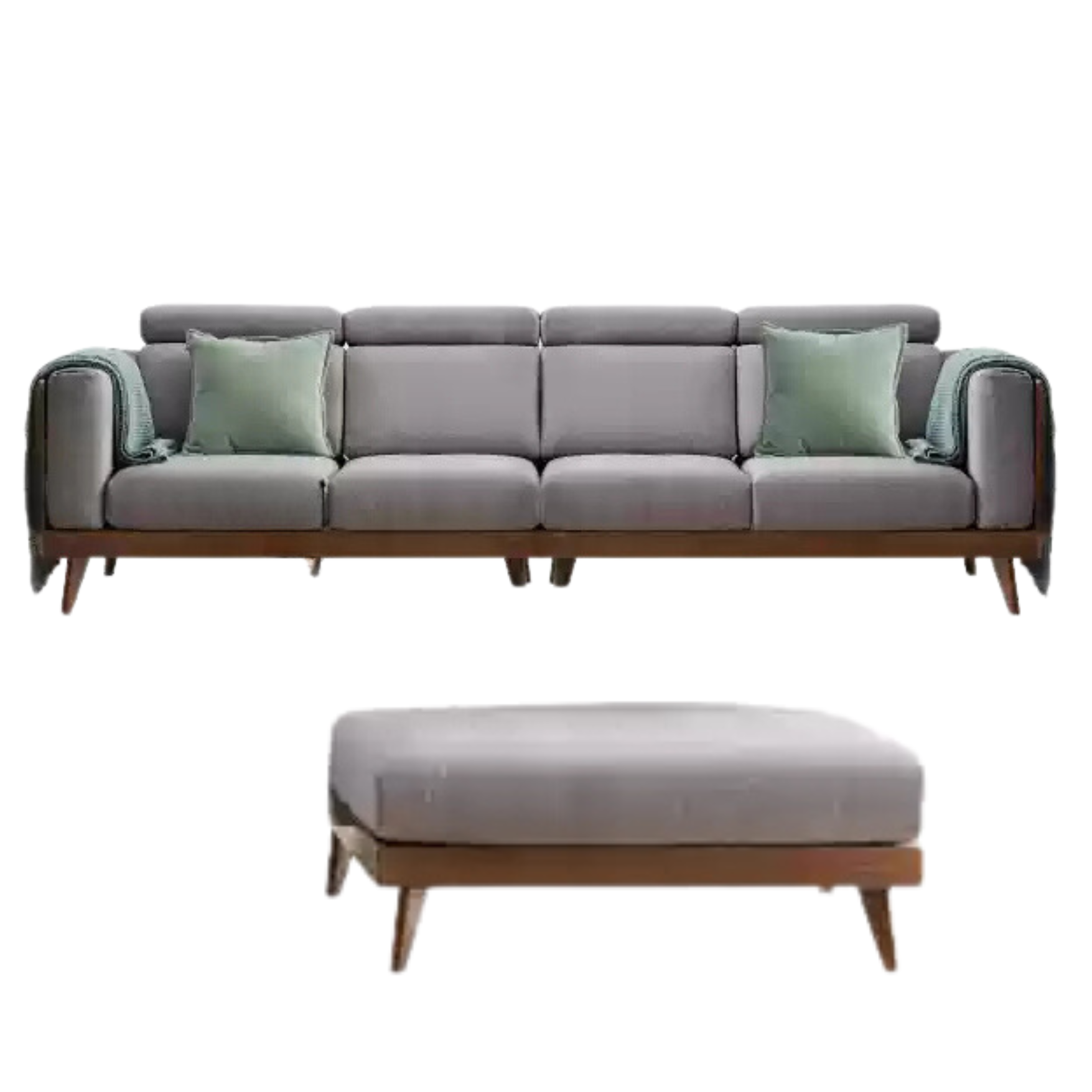115.7x36.2х32.7 inch / 294x92x83сm / Rich Dark Walnut color / Black Walnut small four-person + footstool (two colors of fabric available)