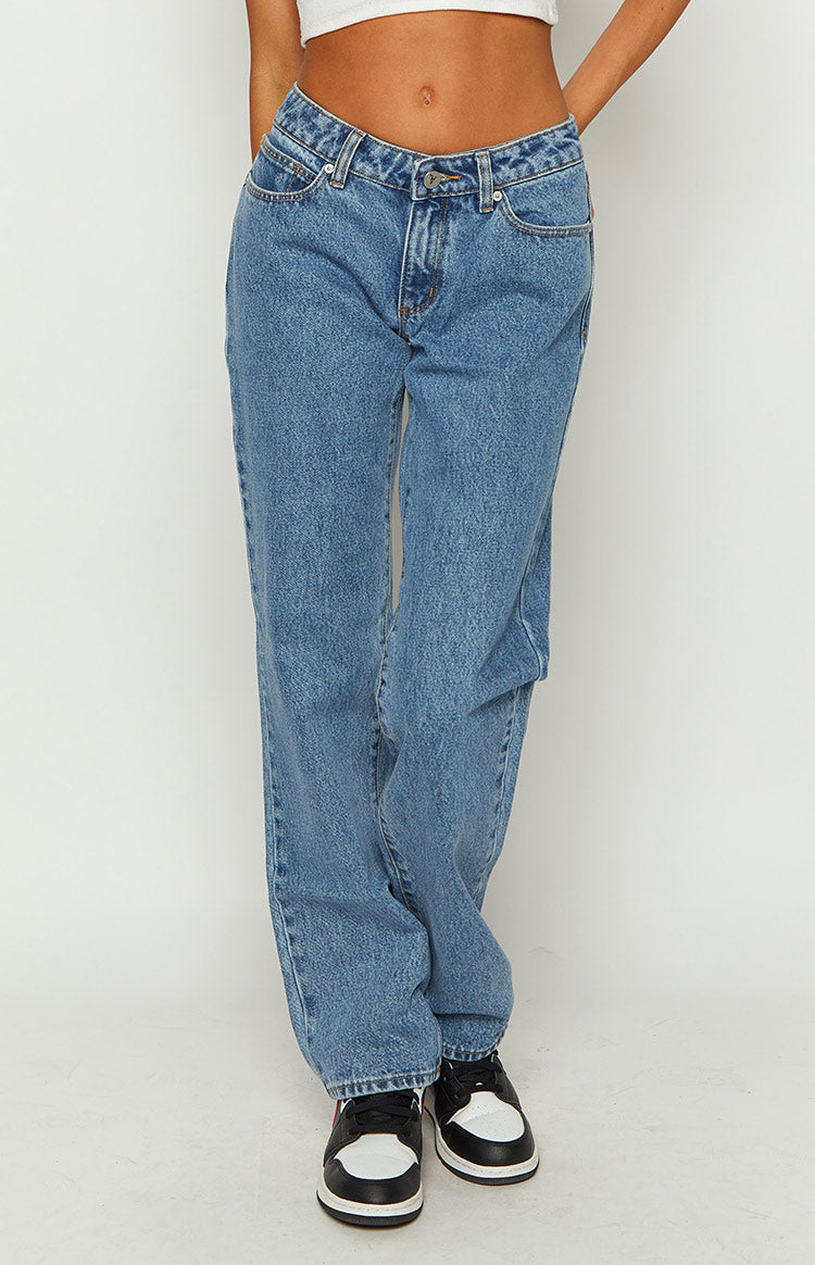 ABRAND Women's 99 Low Straight Katie OG Jeans - High Waist Slim Fit Denim Pants for Casual Wear & Everyday Outfits