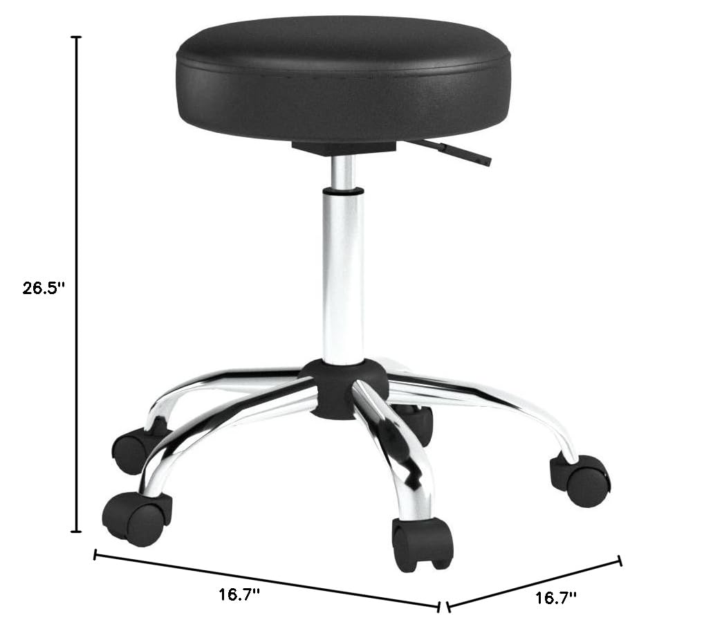 Chrome Finish Backless Bar Stool with Vinyl Upholstered Seat - Modern Kitchen Island & Breakfast Nook Stool for Home & Commercial Use