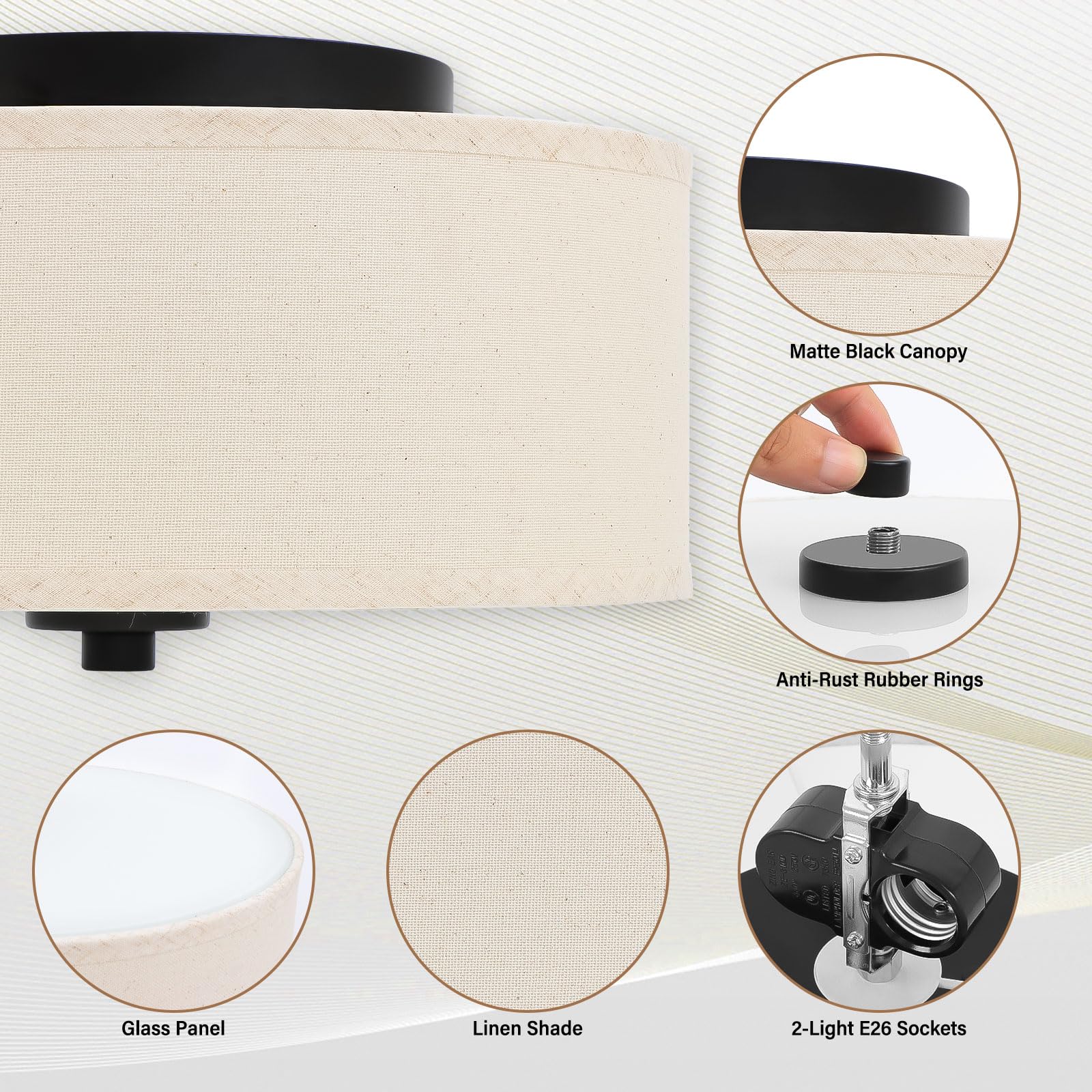 2-Light Flush Mount Ceiling Fixture - 12