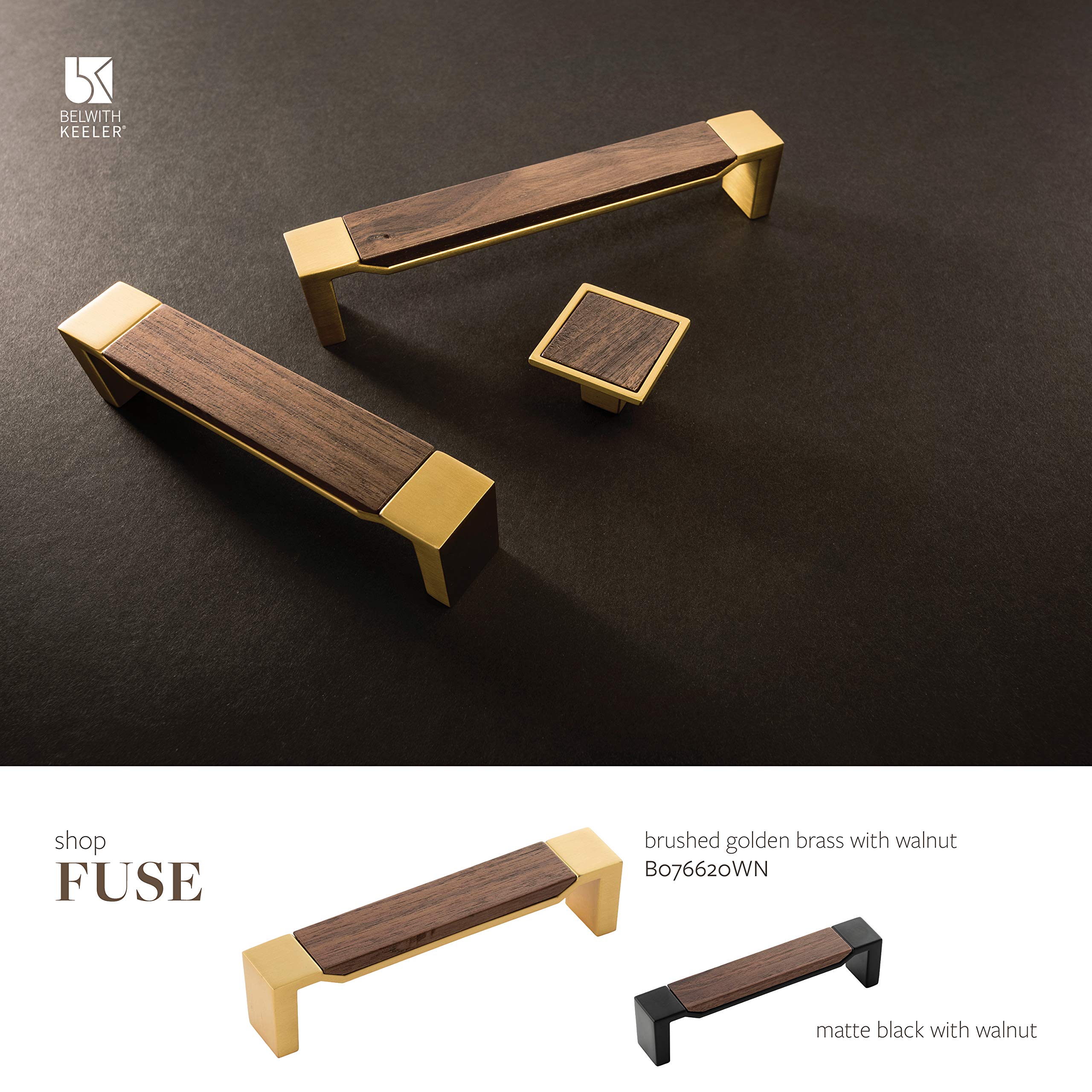 Belwith Keller Matte Black & Walnut Fuse Pull (3 Pack) - 6.3