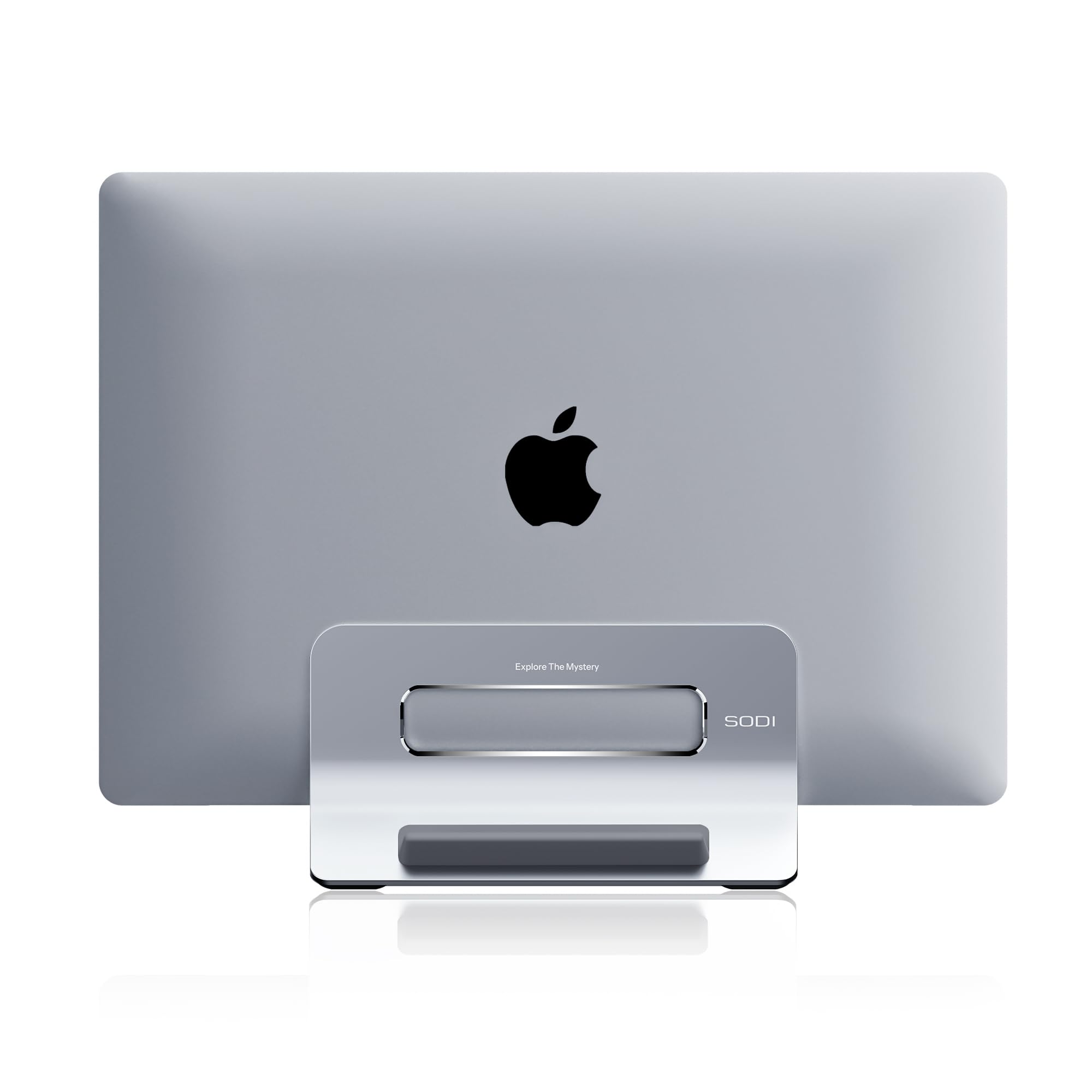 SODI Vertical Laptop Stand for Desk - Aluminum Gravity Auto Lock MacBook Holder Dock | Compatible with MacBook Pro & Air (Silver) | Perfect for Home Office, Workspace & Desk Organization