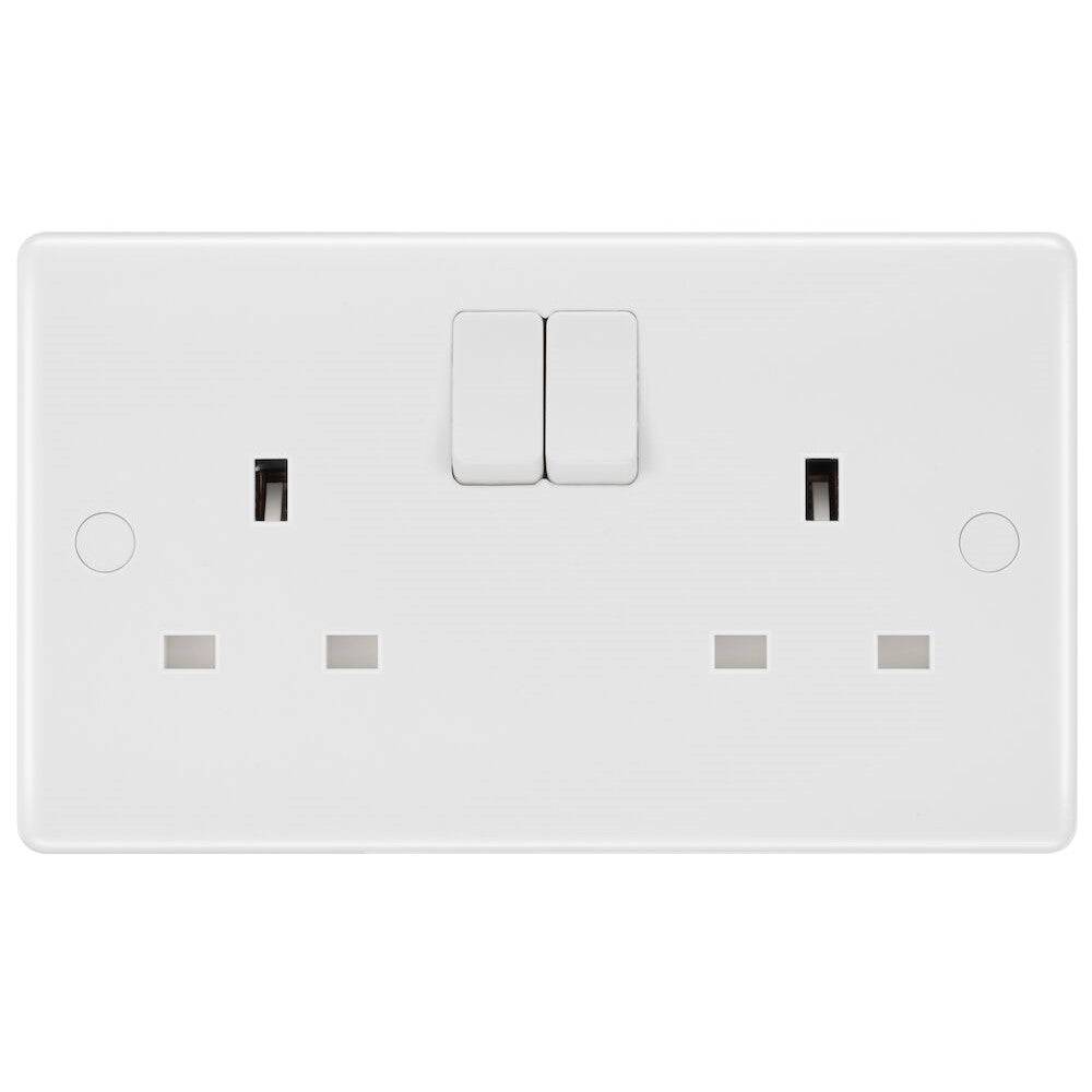 BG White Moulded 13A SP Double Socket 822 - UK Standard Electrical Outlet for Home & Office Use | Safe & Durable Power Socket for Appliances, Chargers & Electronics